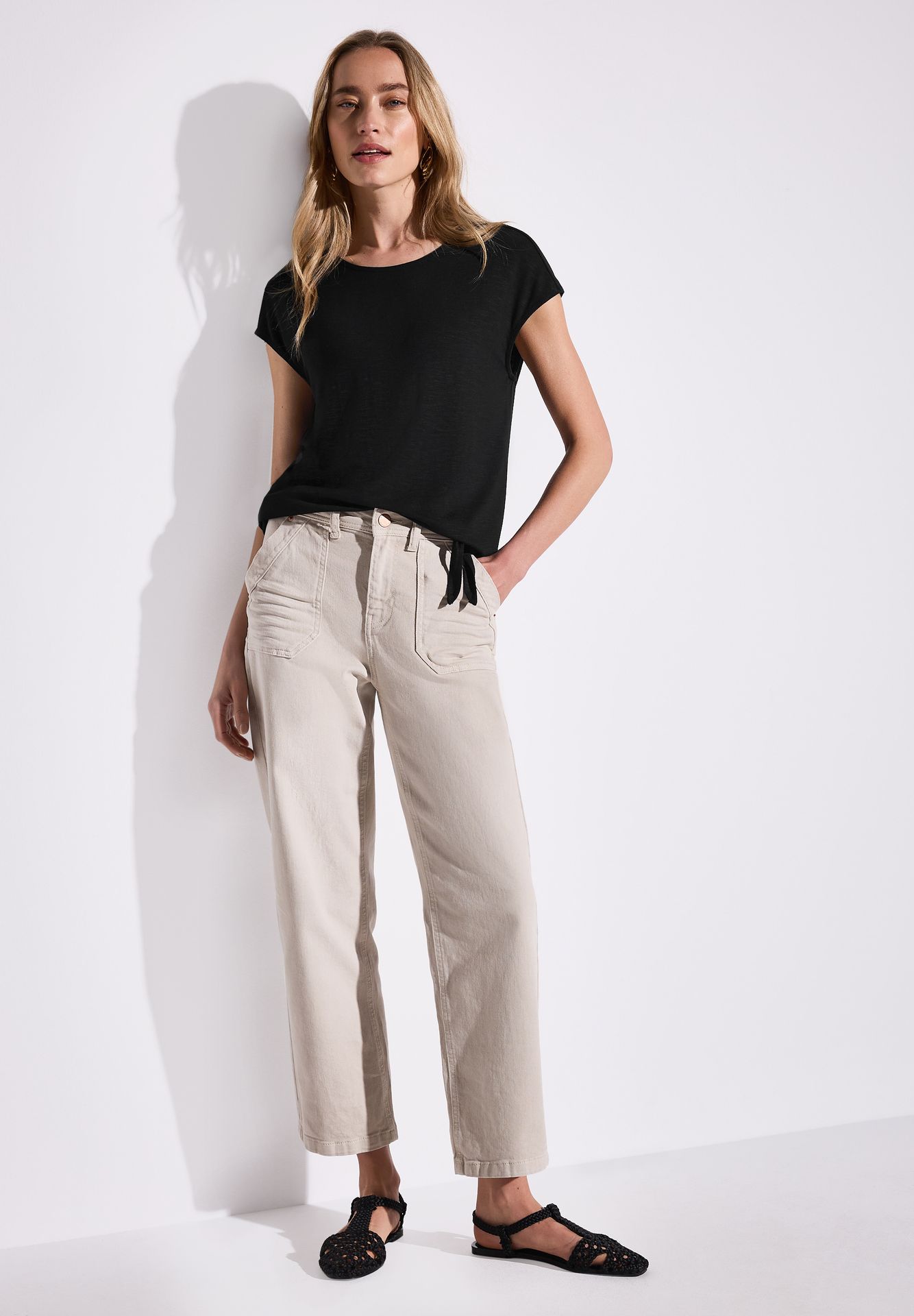 Street-One A323307 jersey shirt w.knot black 2900153921031