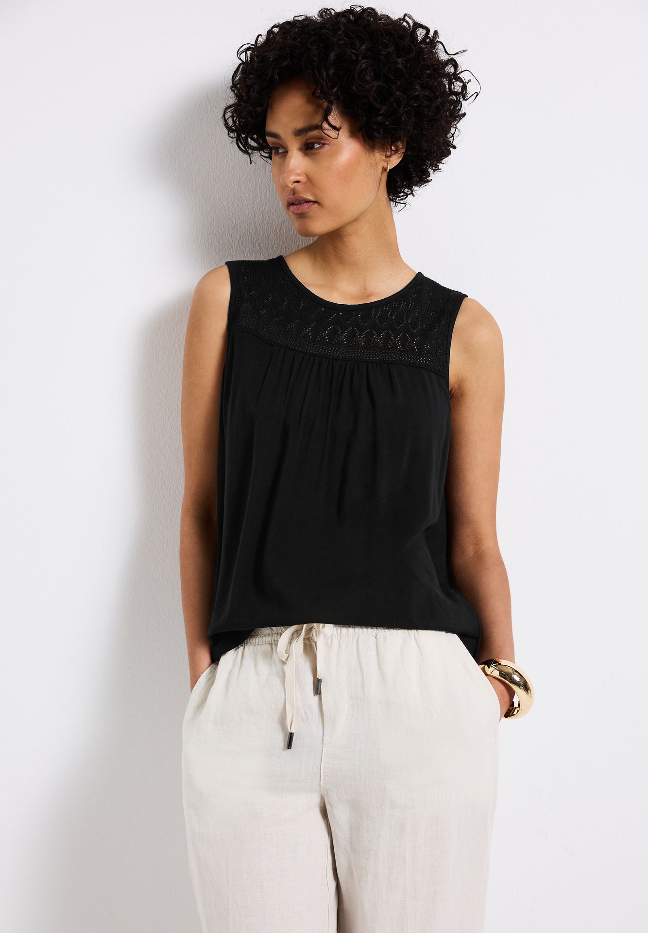 Street One A323313 mat-mix top w.ajour yoke black 00111882-L0019000200000011