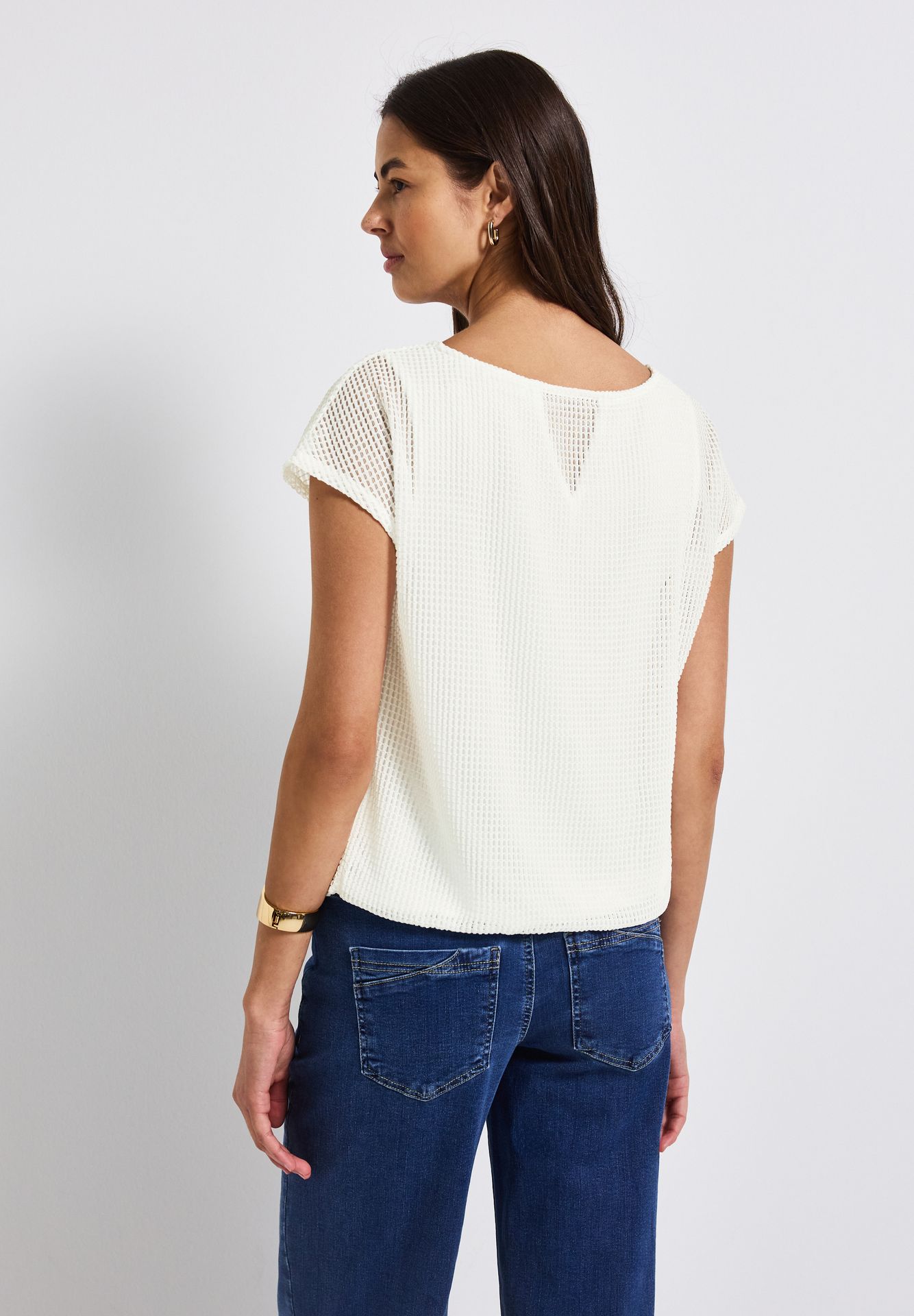 Street-One A323327 2 in 1 mesh shirt off white 2900153957023