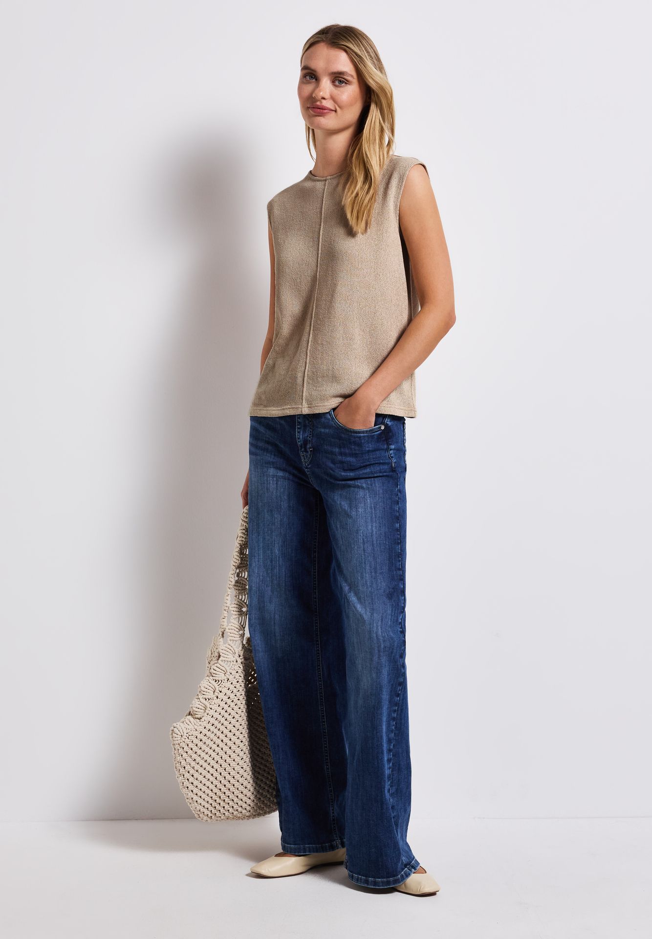 Street-One A323332 summer knit look top coastal beige 2900153967046