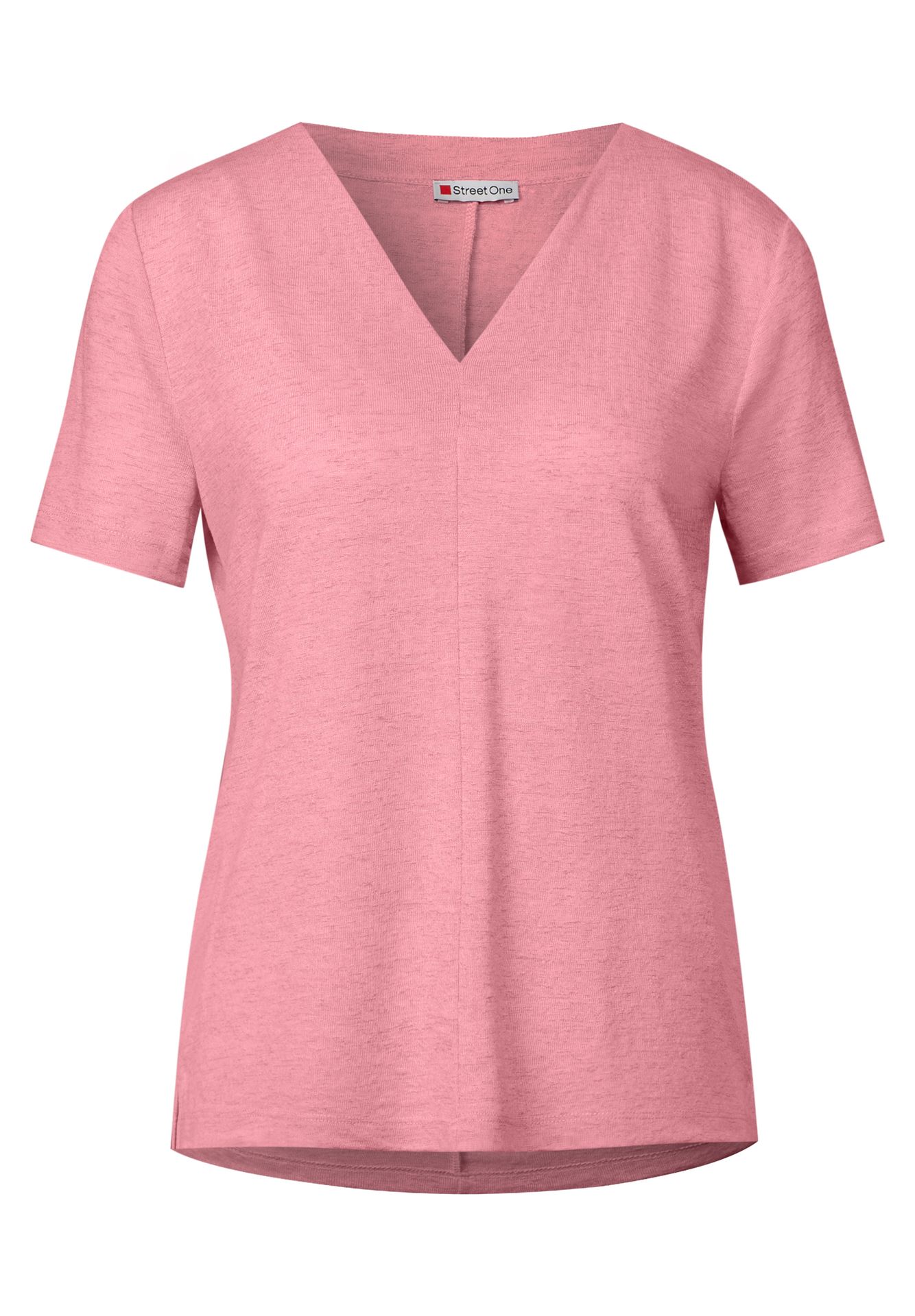 Street One A323335 linen look v-neck shirt blush peach 2900153975058