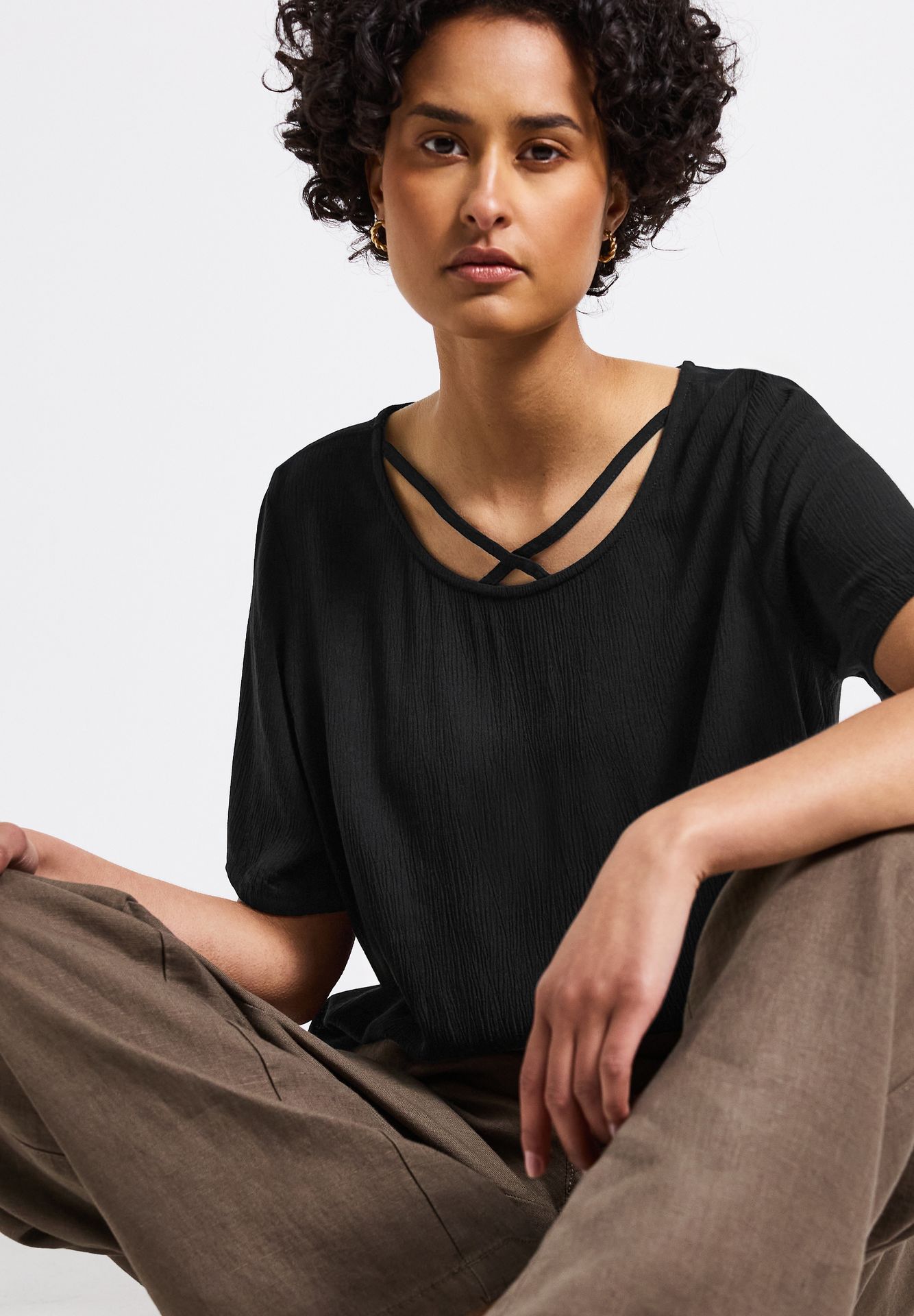 Street-One A345730 Shirtblouse w strap details black 2900153997036