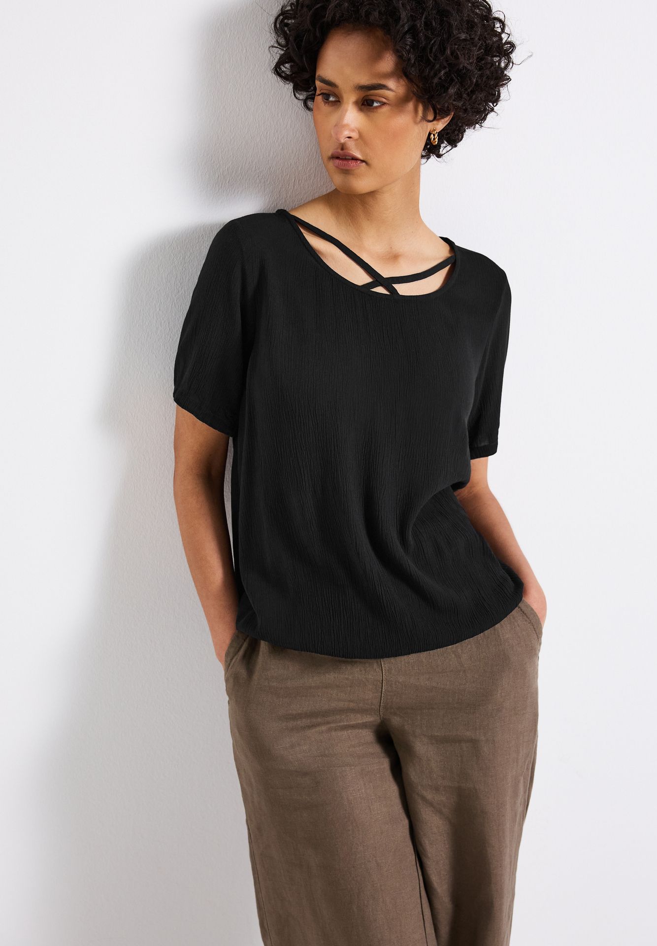 Street-One A345730 Shirtblouse w strap details black 2900153997036