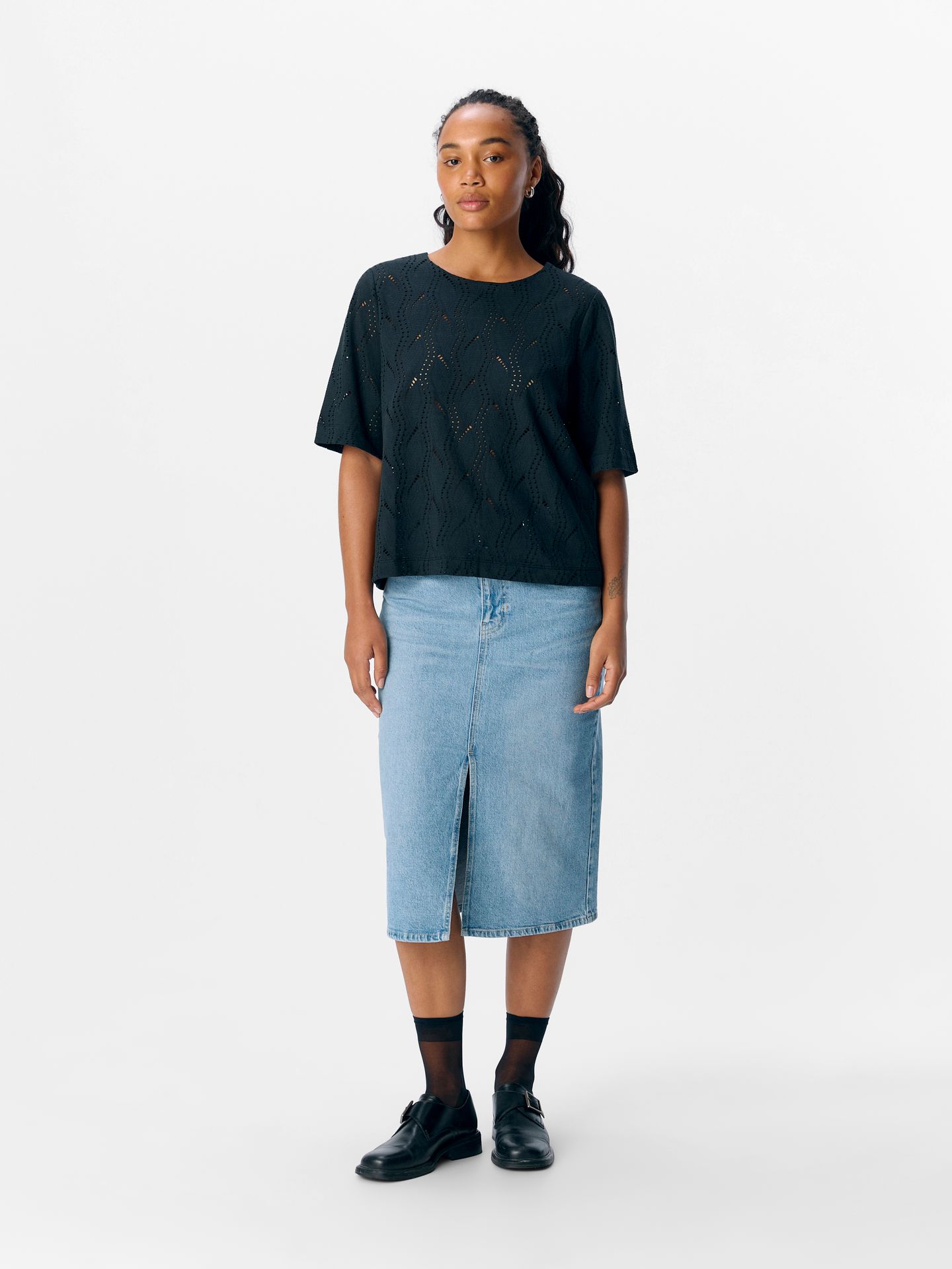 Object OBJAVA 2/4 LO O-NECK TOP NOOS Black 2900154096028
