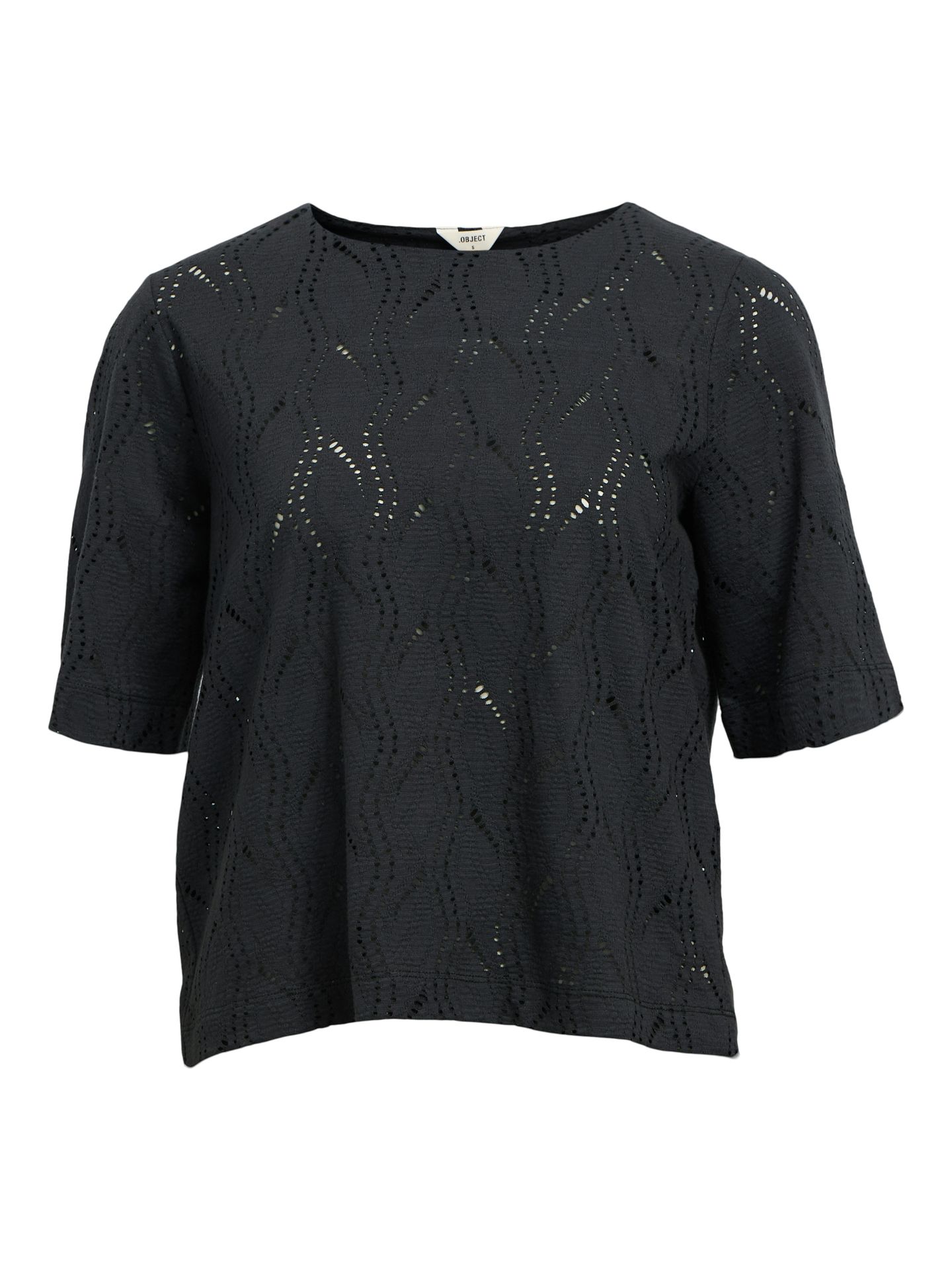 Object OBJAVA 2/4 LO O-NECK TOP NOOS Black 2900154096028
