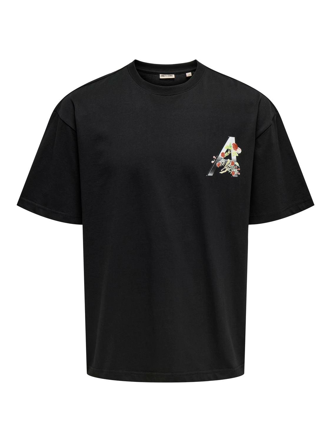 Only & Sons ONSADORE LOOSE SS PRINT TEE Jet Black/VISTA BLACK 2900154081024