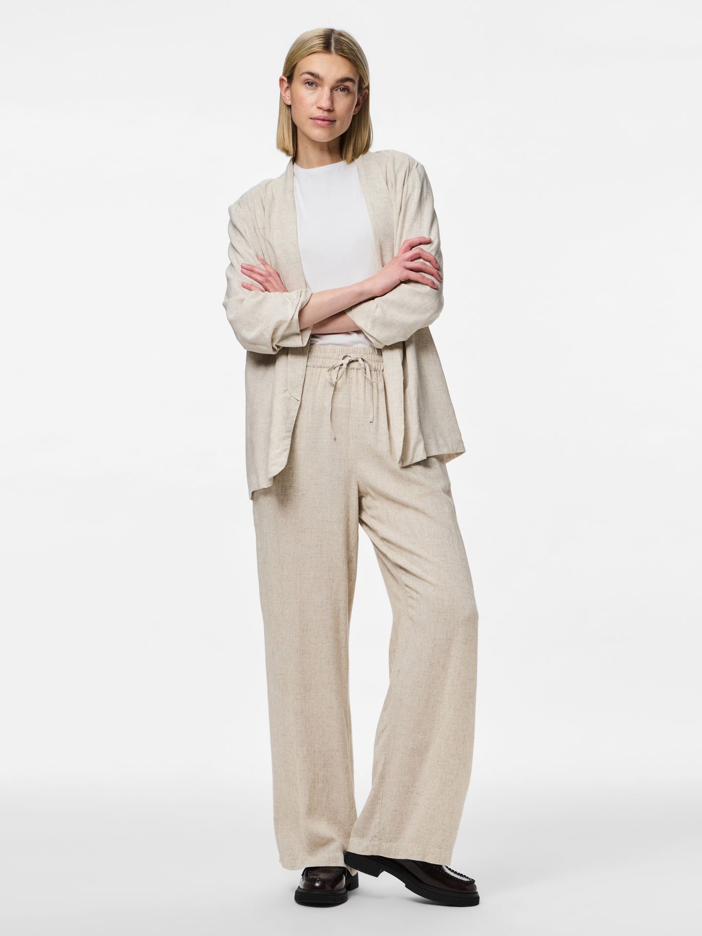 Pieces PCPIA HW WIDE PANTS WVN NOOS Birch/MELANGE 2900154184046 Pieces PCPIA HW WIDE PANTS WVN NOOS Birch/MELANGE 2900154184046