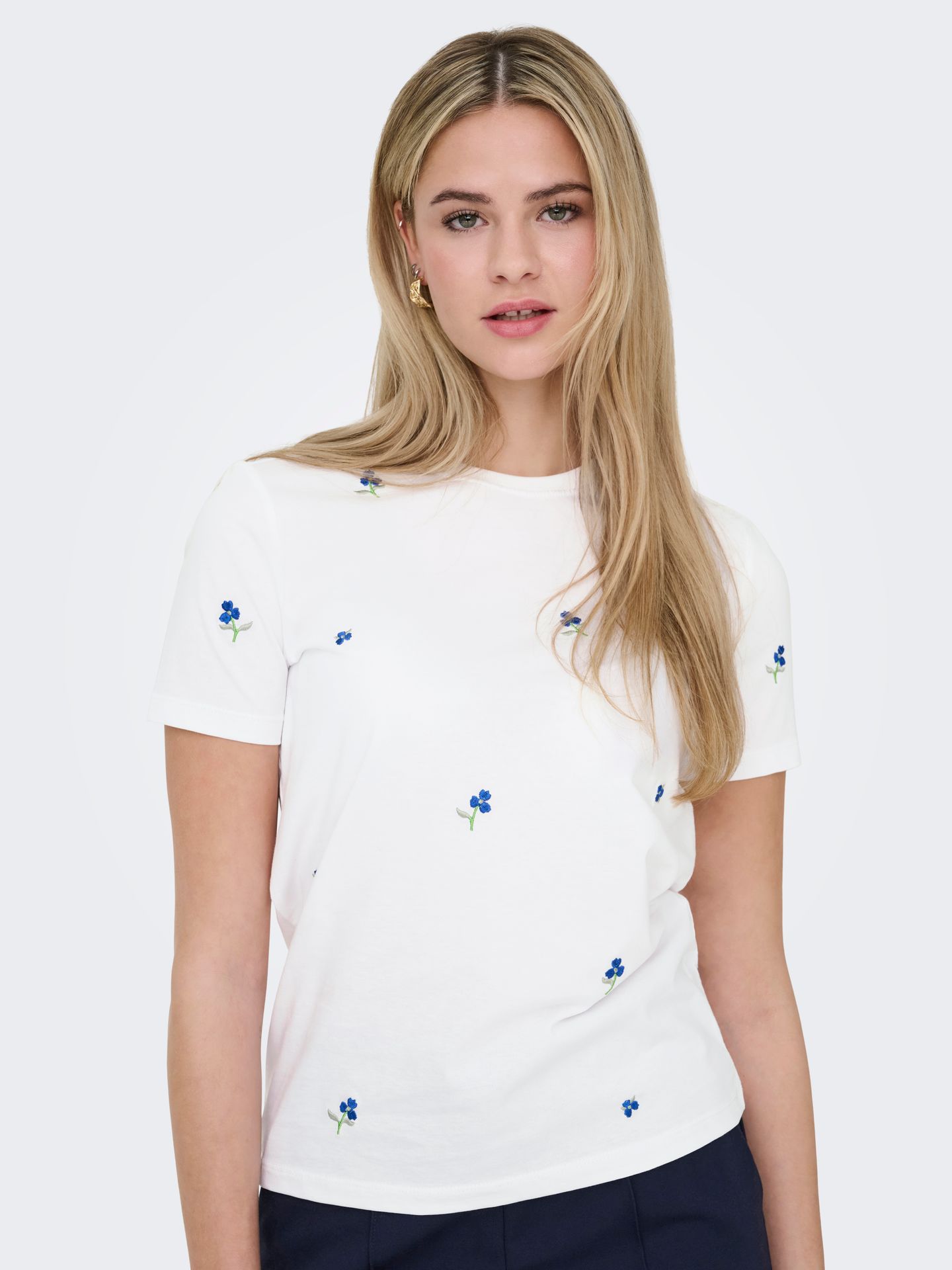 Only ONLKETTY LIFE S/S O-NECK TOP JRS NO Bright White/LIGHTNING 2900162852043