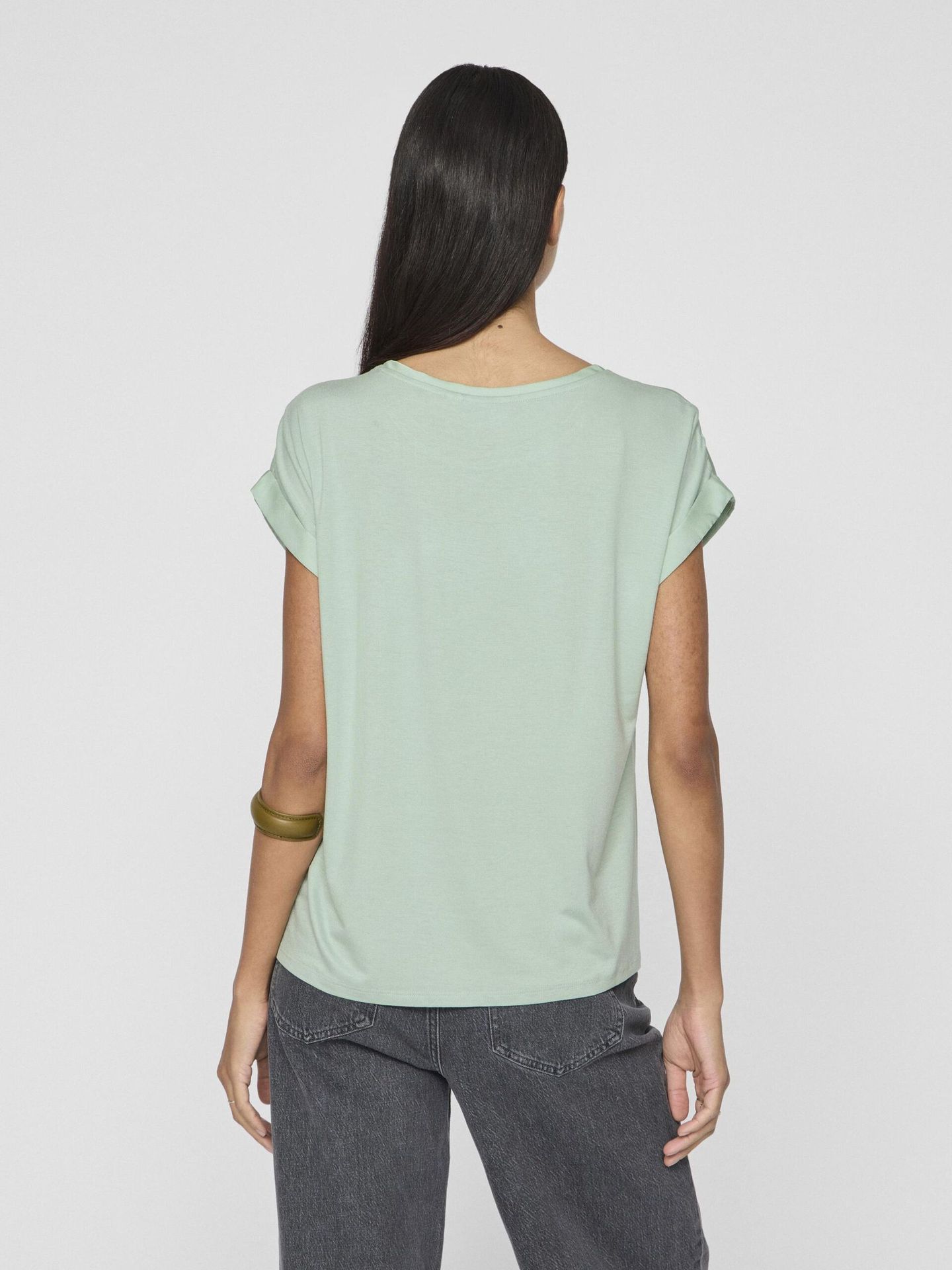 vila VIELLETTE S/S SATIN TOP - NOOS Silt Green 2900154246058