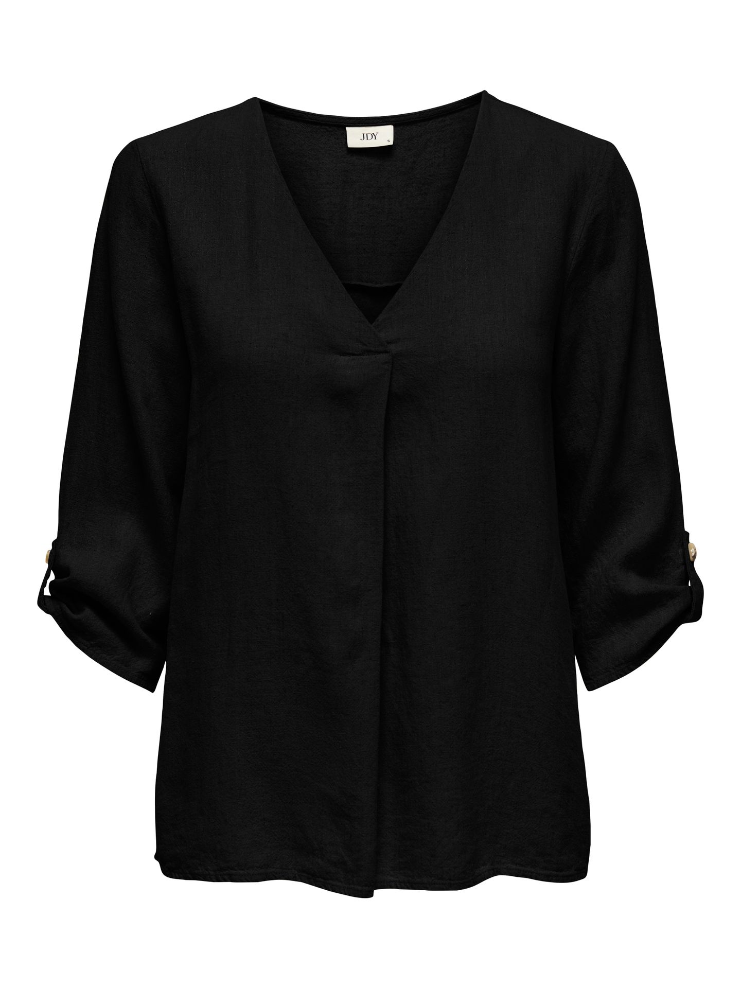 JDY JDYSAY 3/4 LINEN V-NECK TOP WVN DIA Black 2900154313019