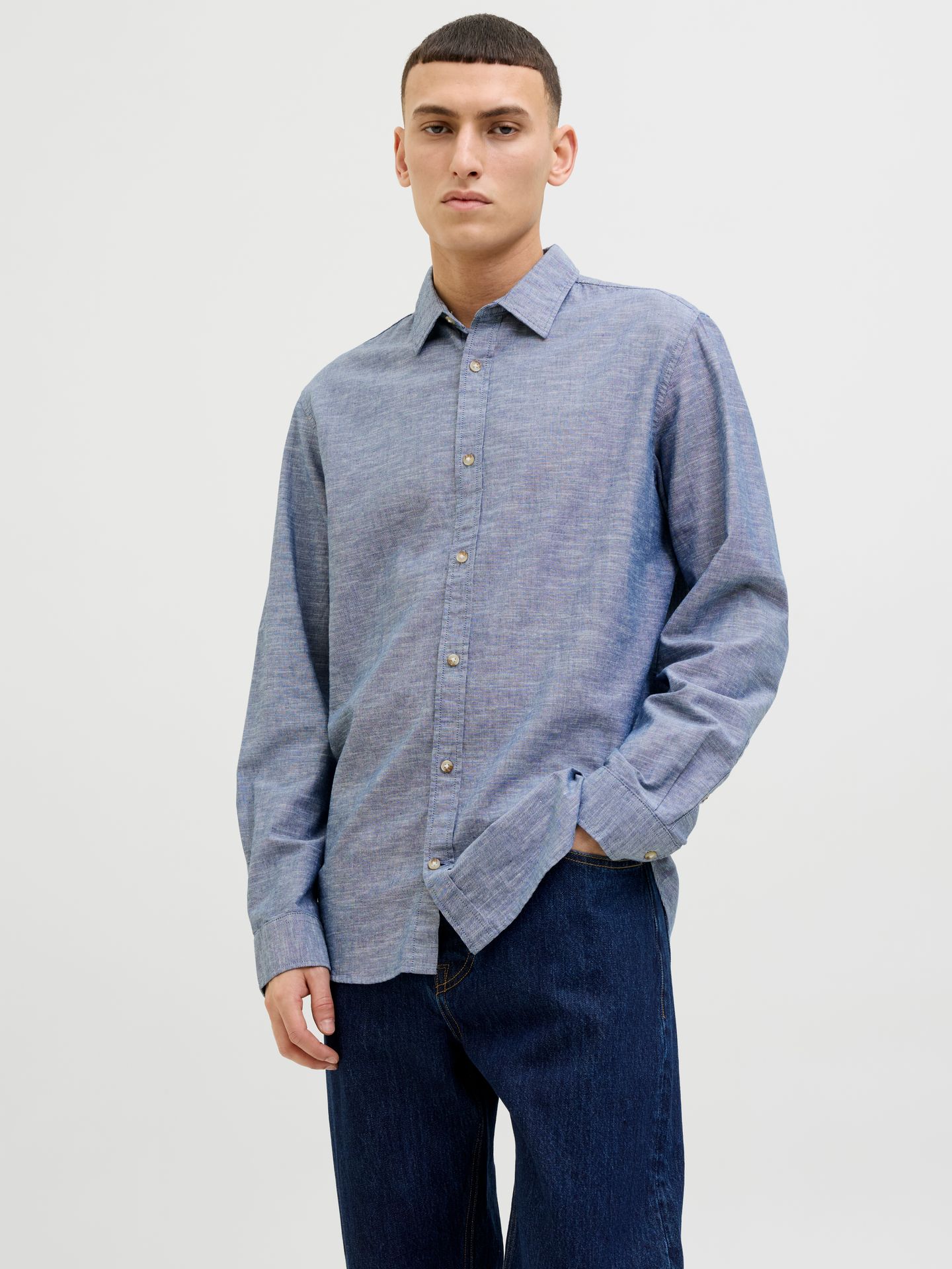 Jack & Jones JJESUMMER SHIRT LS SN Faded Denim 2900154309050