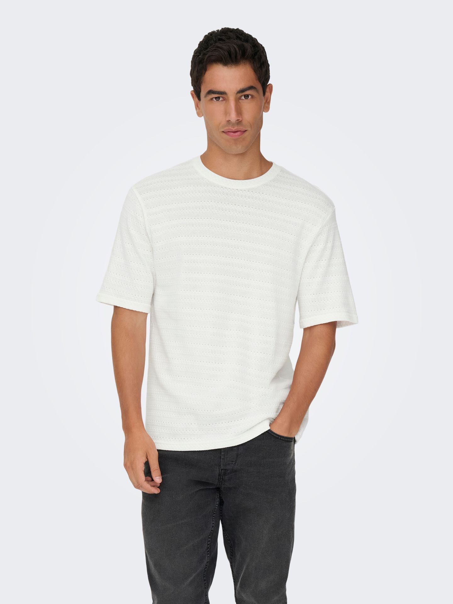 Only & Sons ONSGIVO REG 12 SS CREW KNIT NOOS Cloud Dancer 00112121-EKA26011400000283