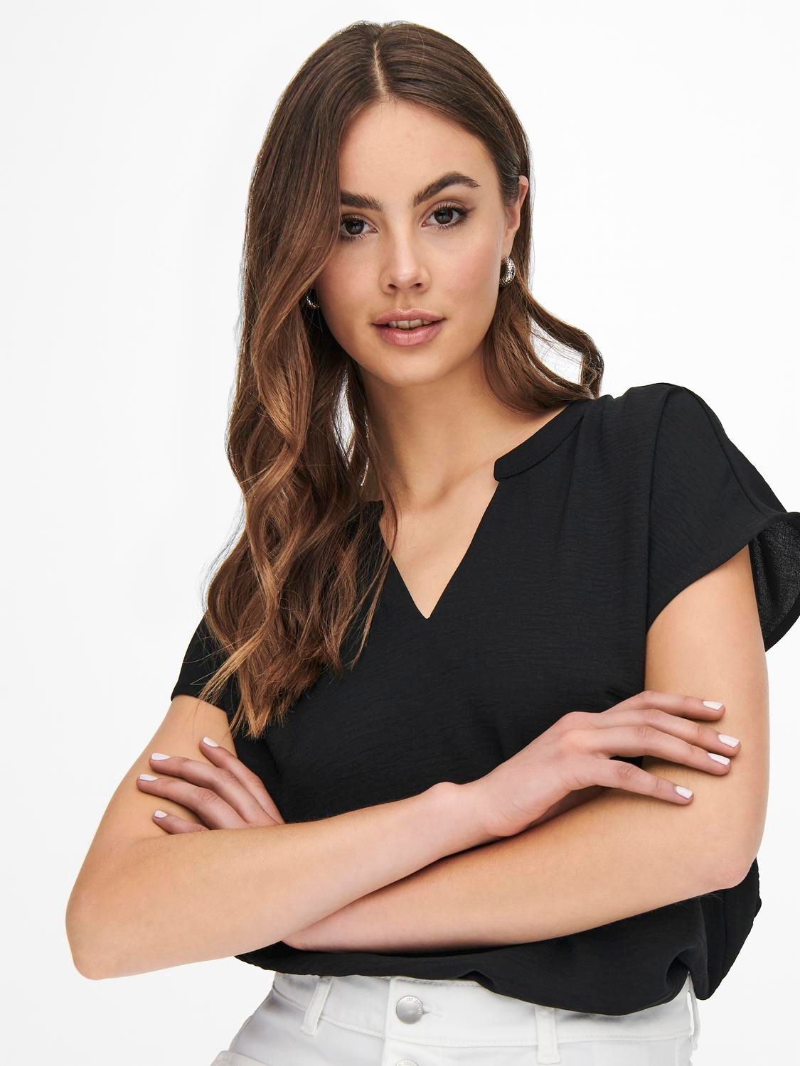 Only JDYLION LIFE S/S TOP WVN NOOS Black 2900154397064