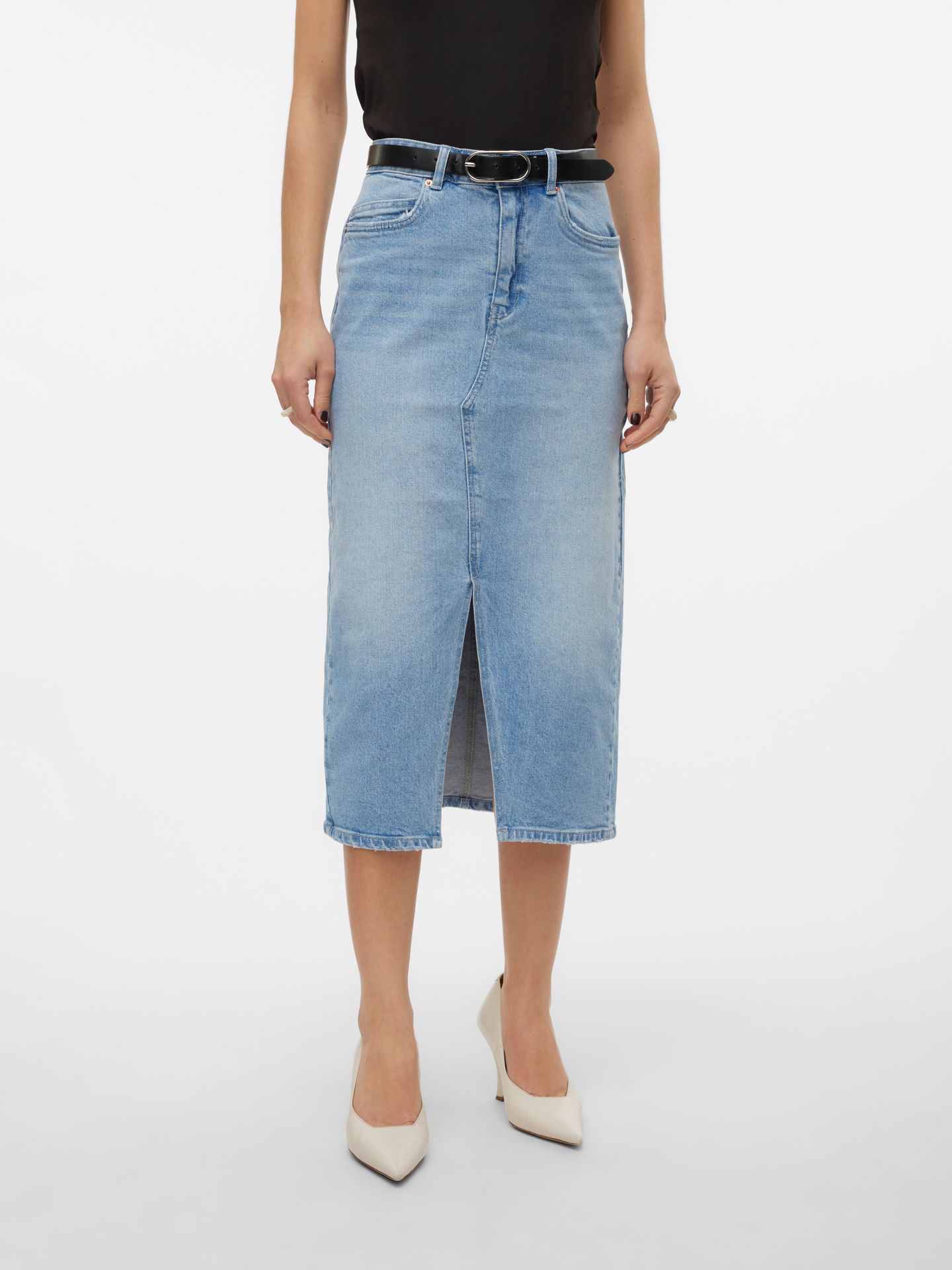 Vero Moda VMVERI HR CALF DENIM SKIRT GA MIX N Light Blue Denim 2900154395053