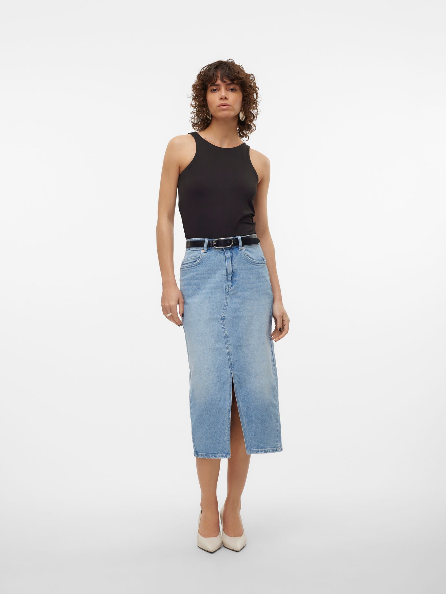 Vero Moda VMVERI HR CALF DENIM SKIRT GA MIX N Light Blue Denim 2900154395053