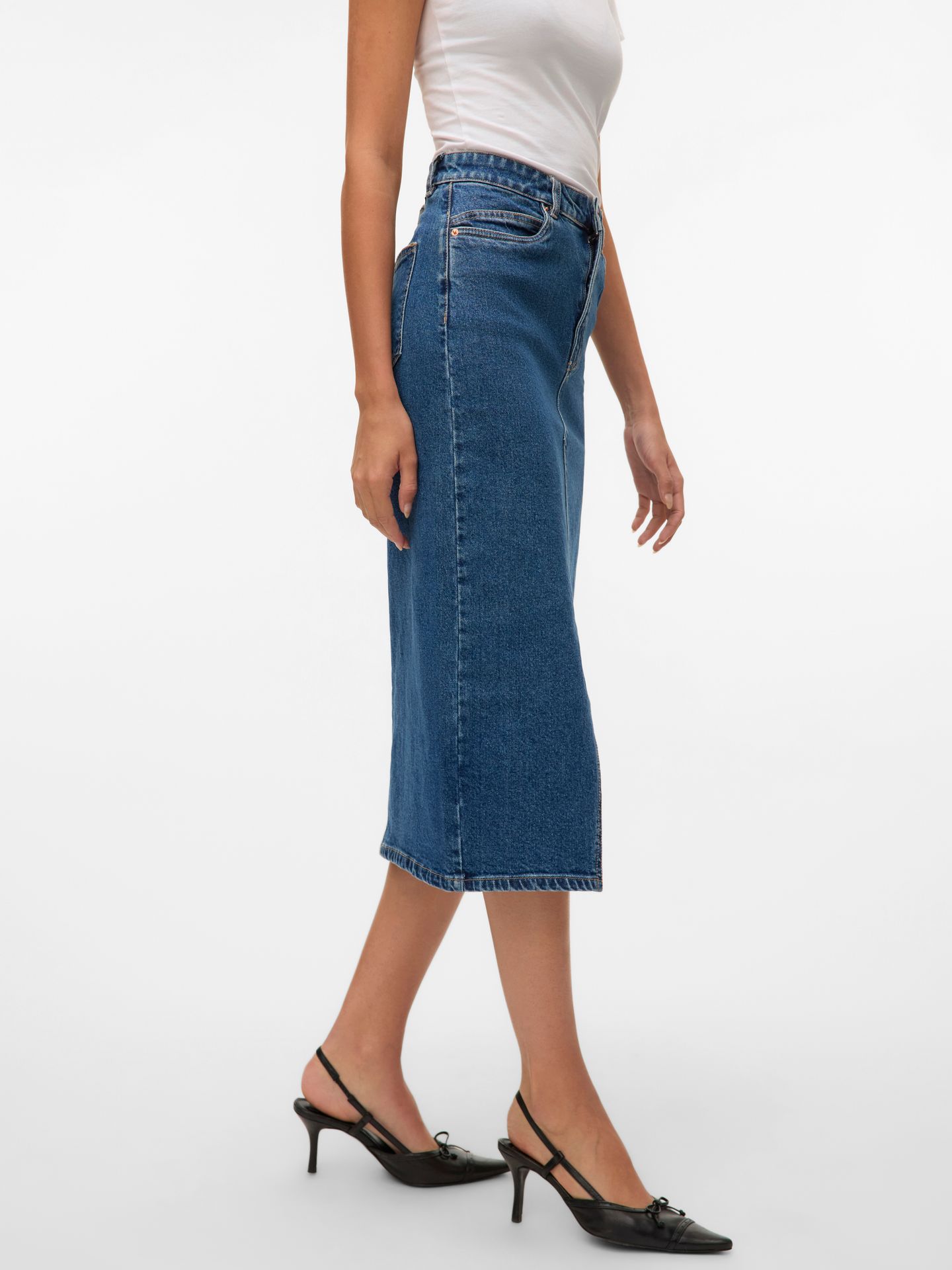 Vero Moda VMVERI HR CALF DENIM SKIRT GA MIX N Medium Blue Denim 2900163620061
