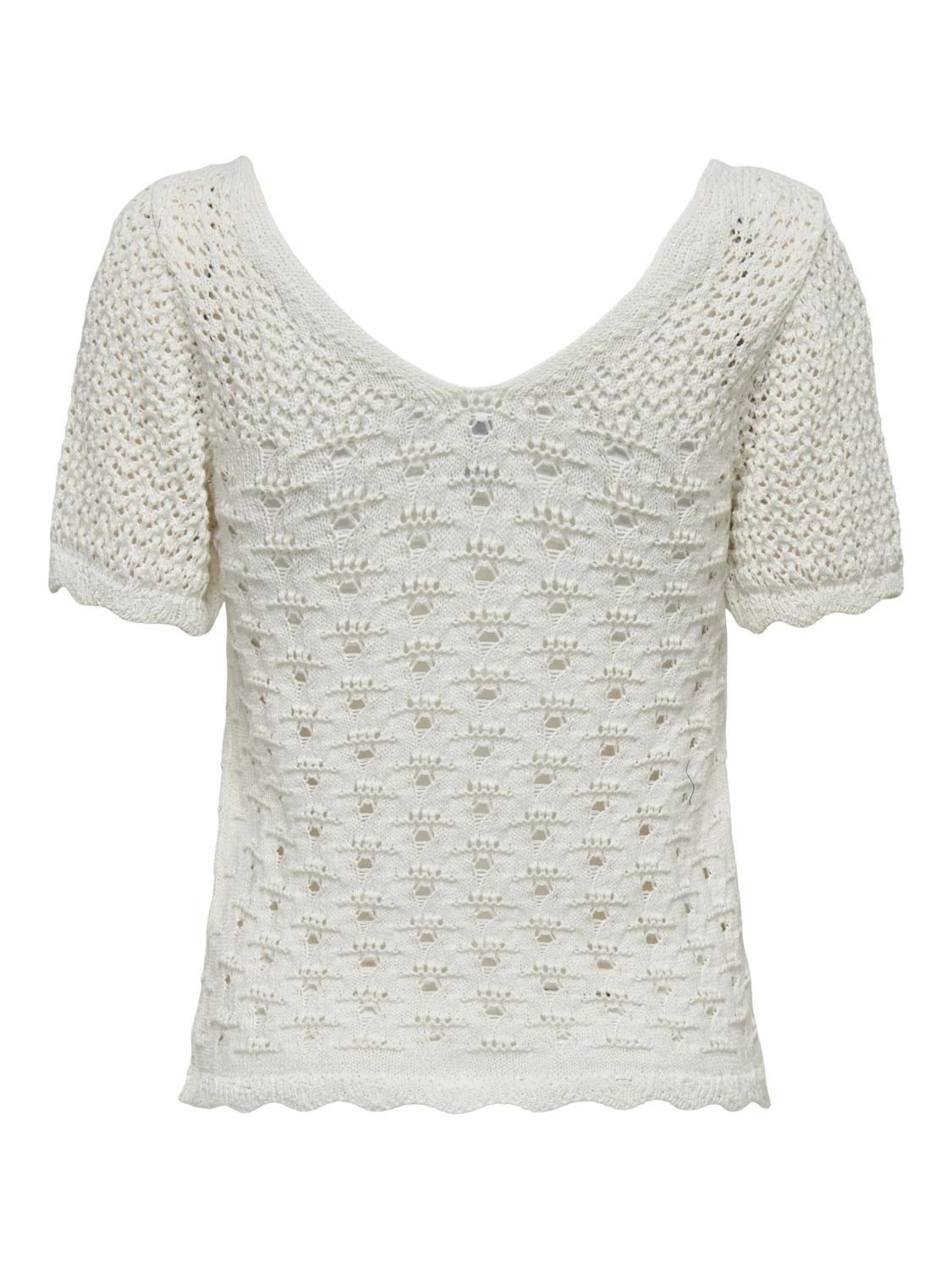 Only ONLBECCA LIFE SS V-NECK TOP KNT Cloud Dancer 2900154403031