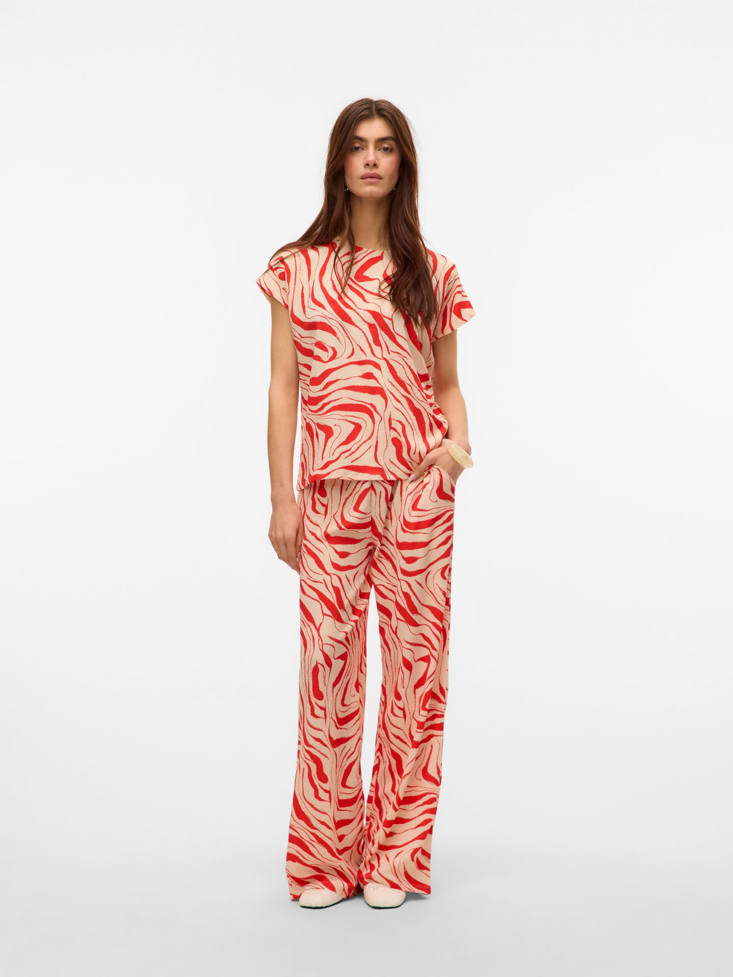 Vero Moda VMPOET SS TOP JRS GA BOO Fiery Red/SIMPLE 2900154414037