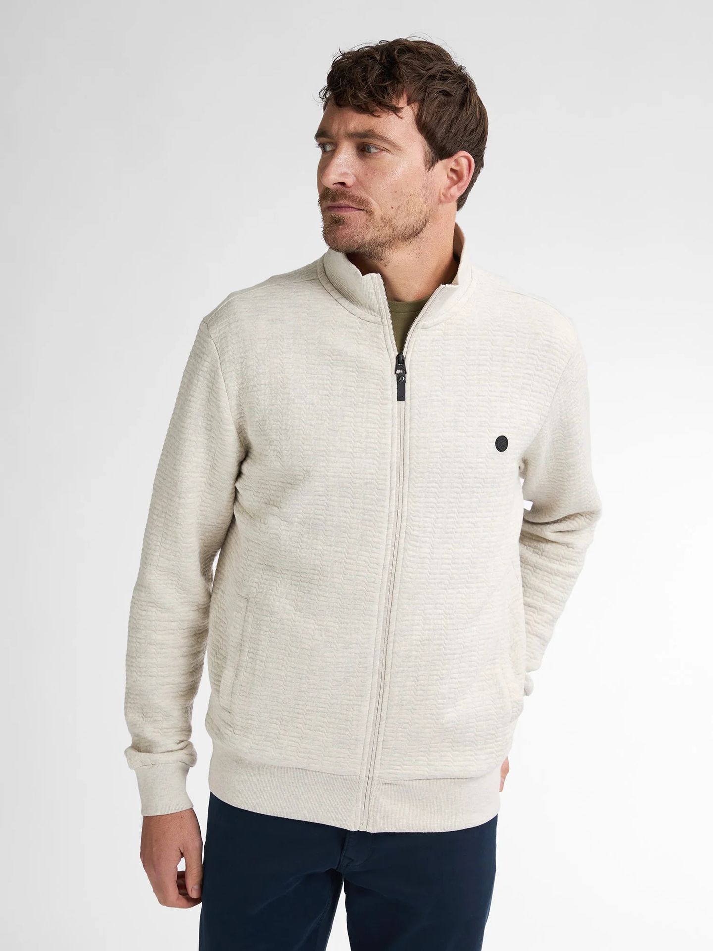 Petrol Industries Men Sweater Collar Zip 0009 antique white melee 2900154425040