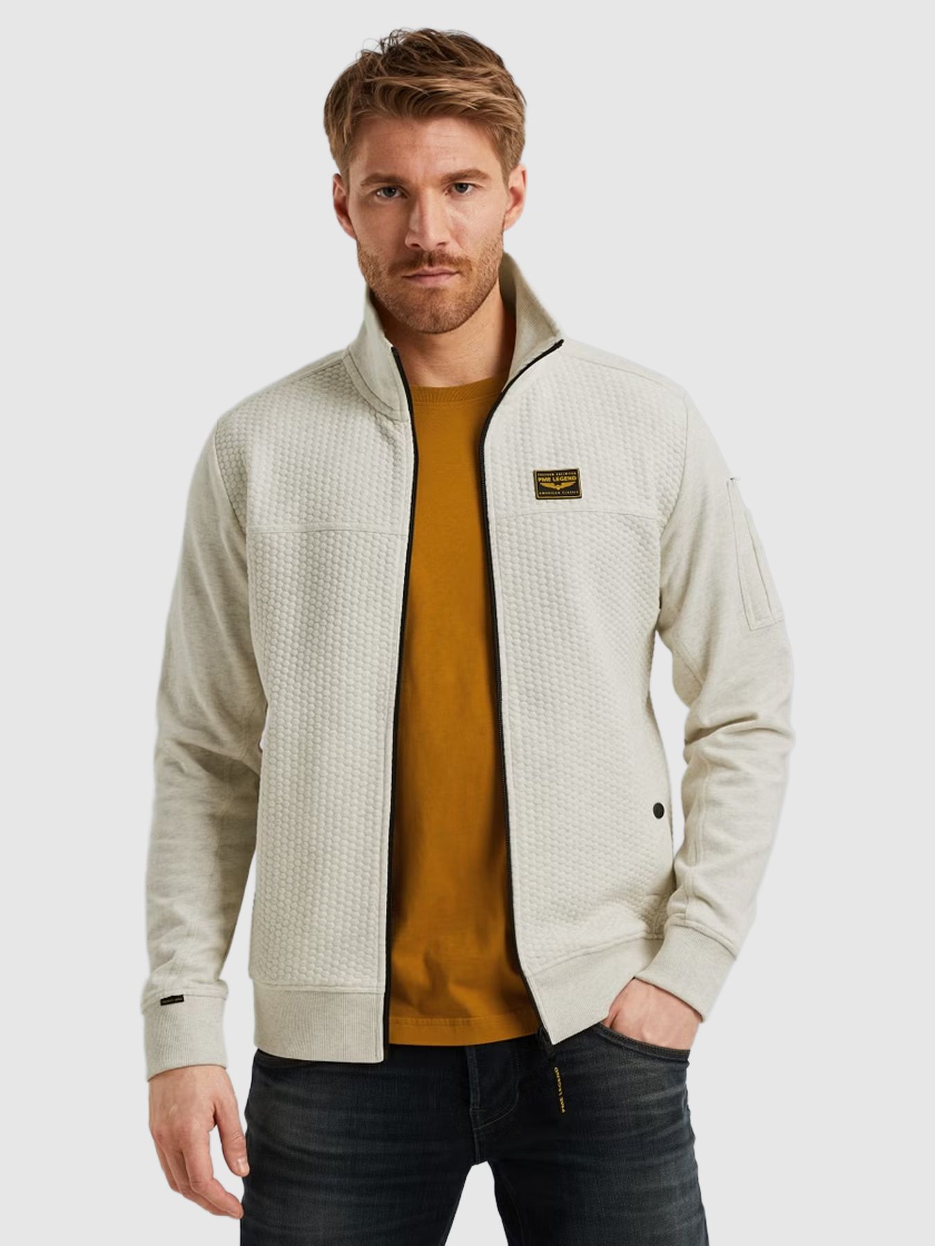 Pme Legend Zip jacket jacquard interlock swea Bone White Melee 00112219-910