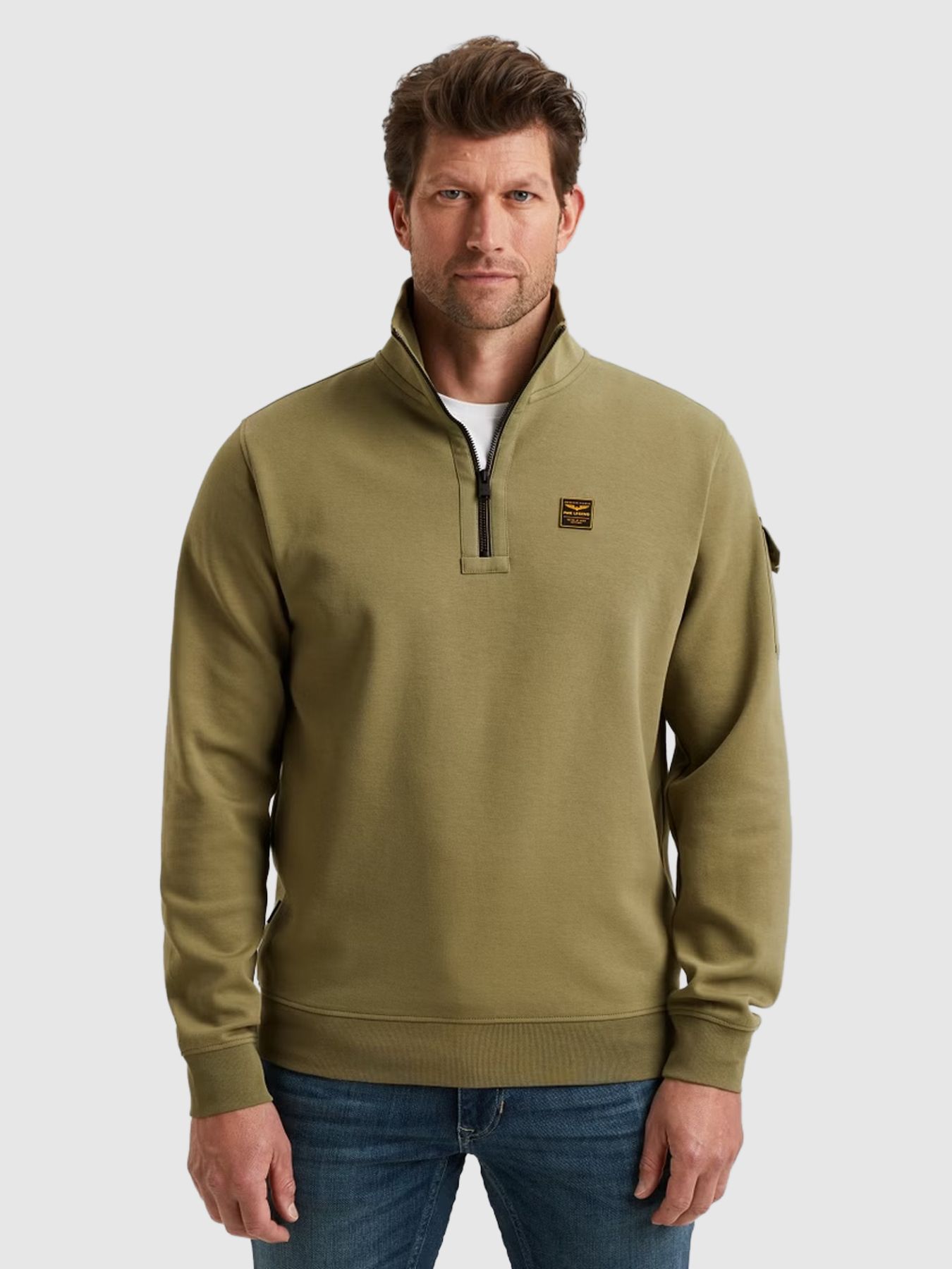 Pme Legend Half zip collar interlock jersey Oil Green 2900154504035