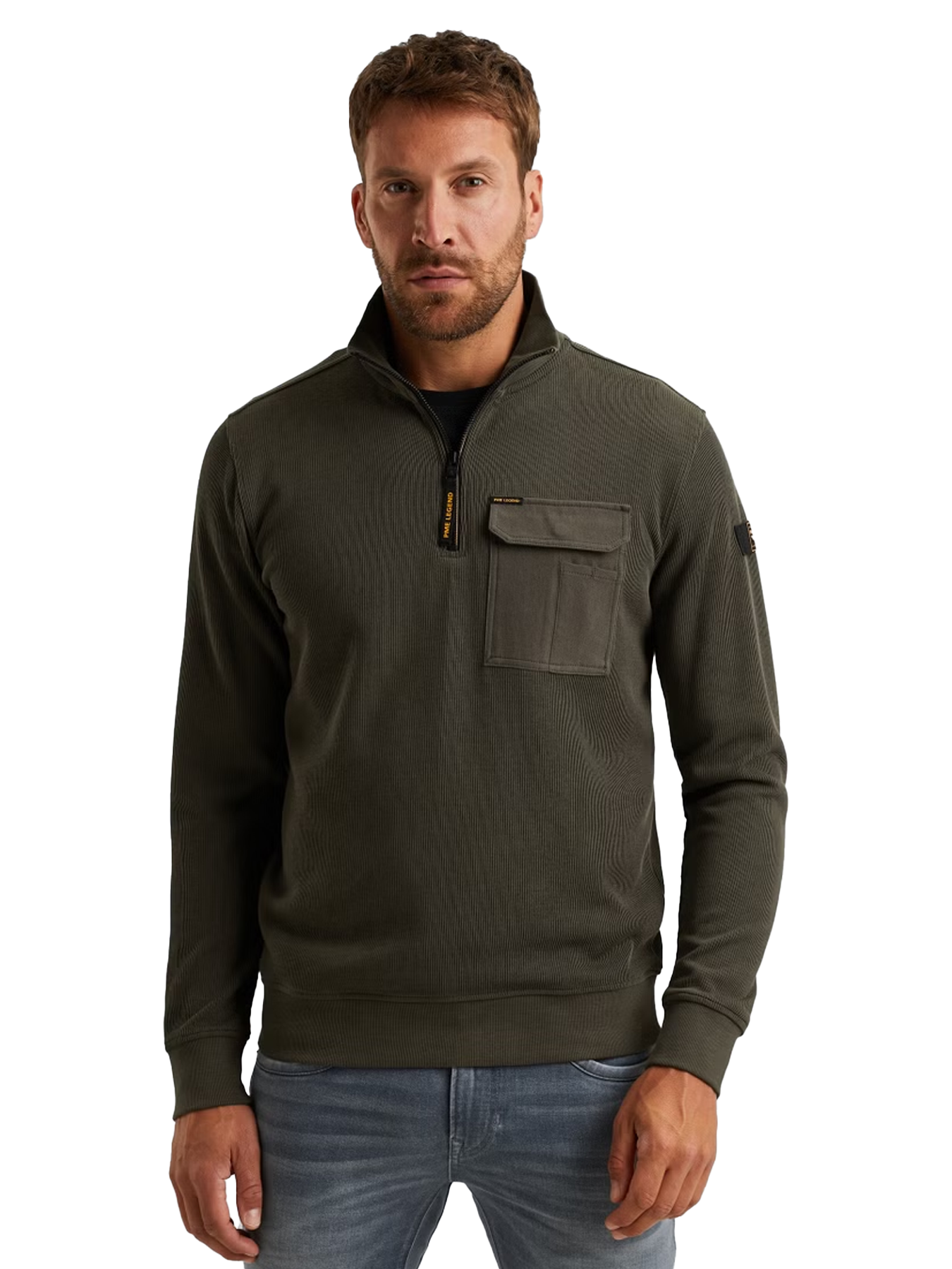 Pme Legend Half zip collar knit look jersey Beluga 2900154551022