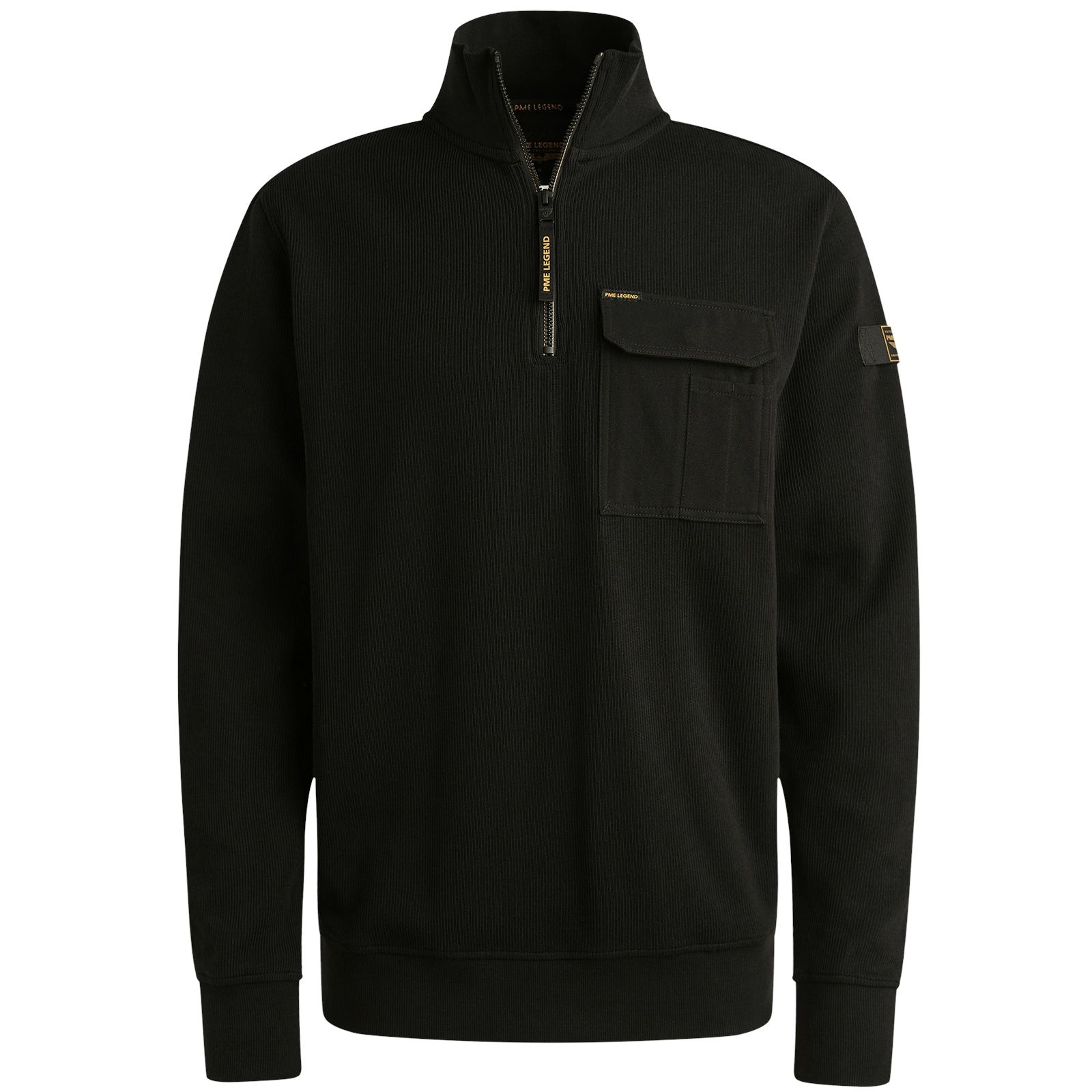 Pme Legend Half zip collar knit look jersey Black 00112245-999