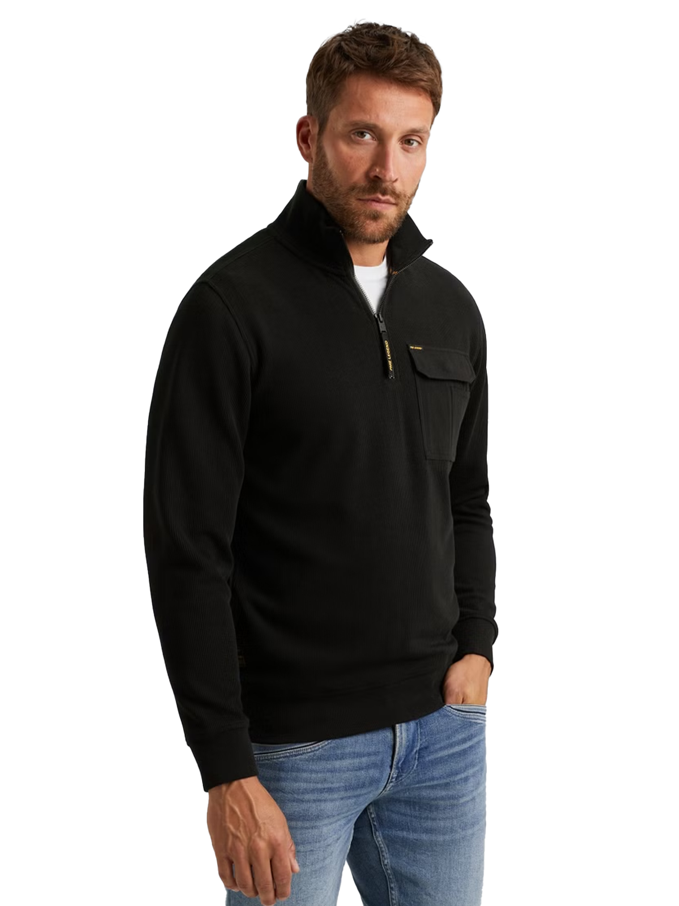 Pme Legend Half zip collar knit look jersey Black 2900154552029