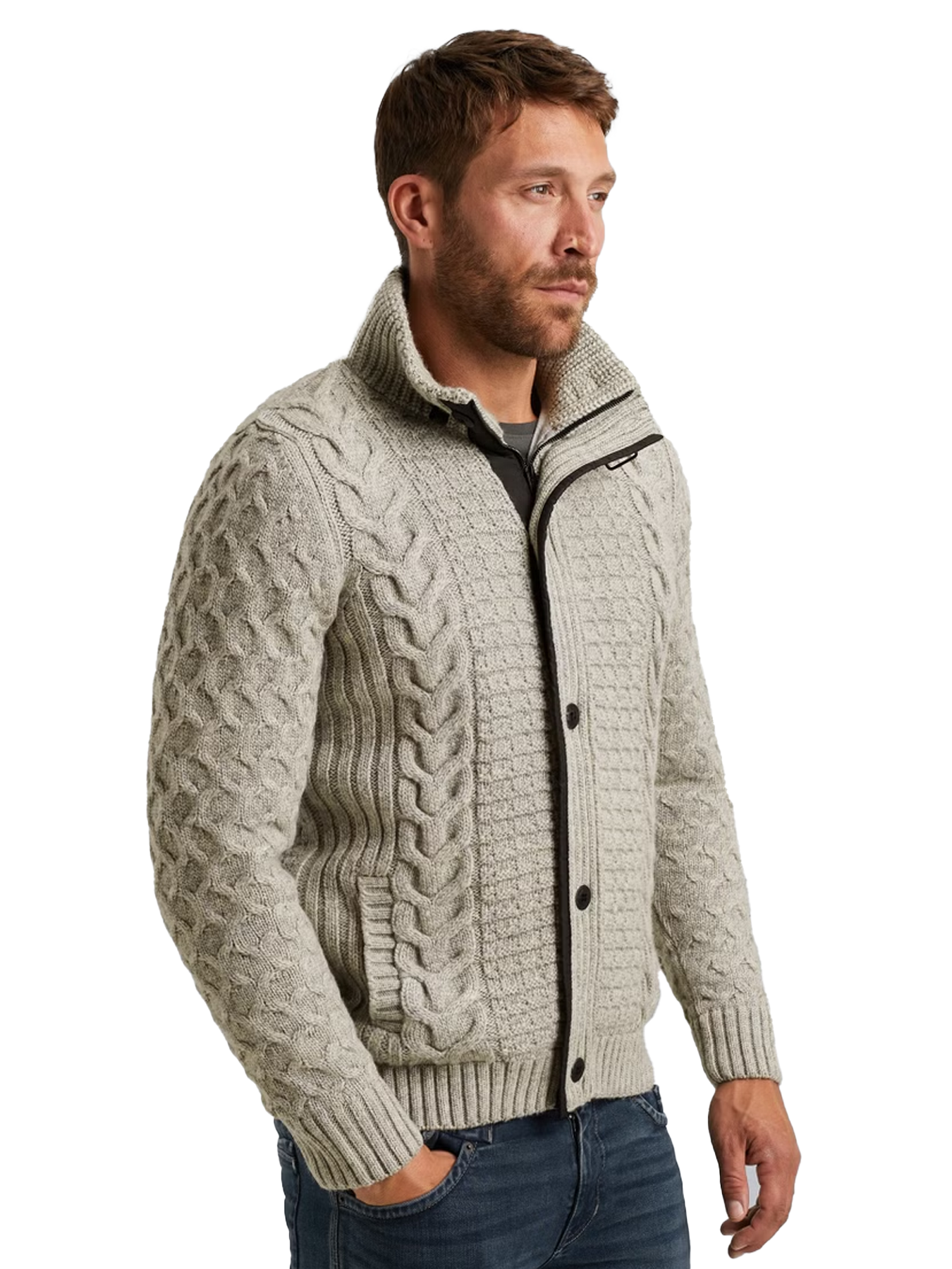 Pme Legend Zip jacket heavy knit mixed yarn Light Grey Melee 2900154559059