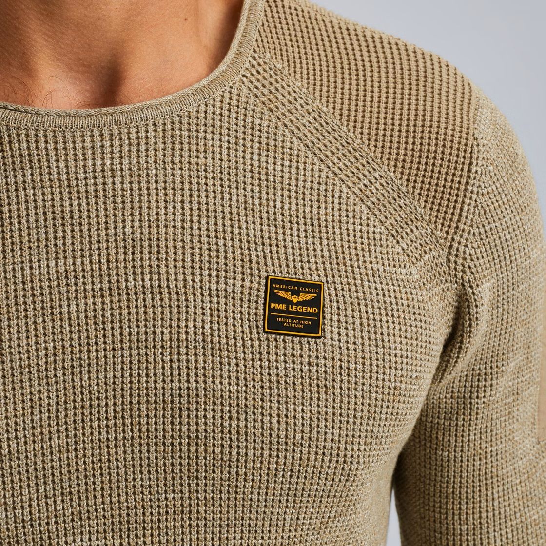 Pme Legend R-neck cotton rib melee knit Seneca Rock 2900154560024