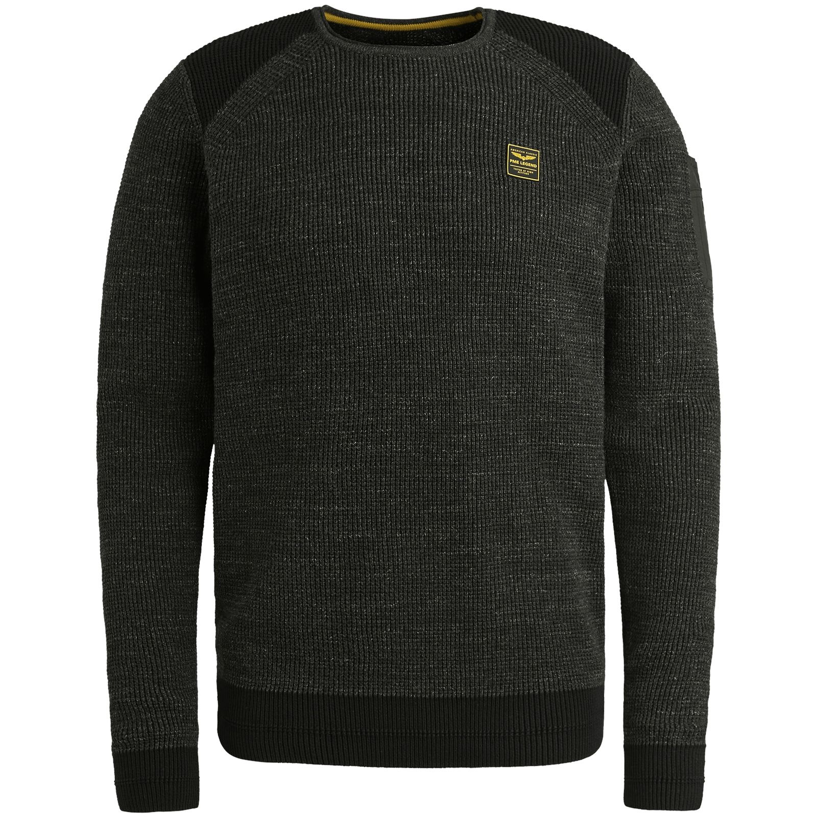 Pme Legend R-neck cotton rib melee knit Black 00112251-999