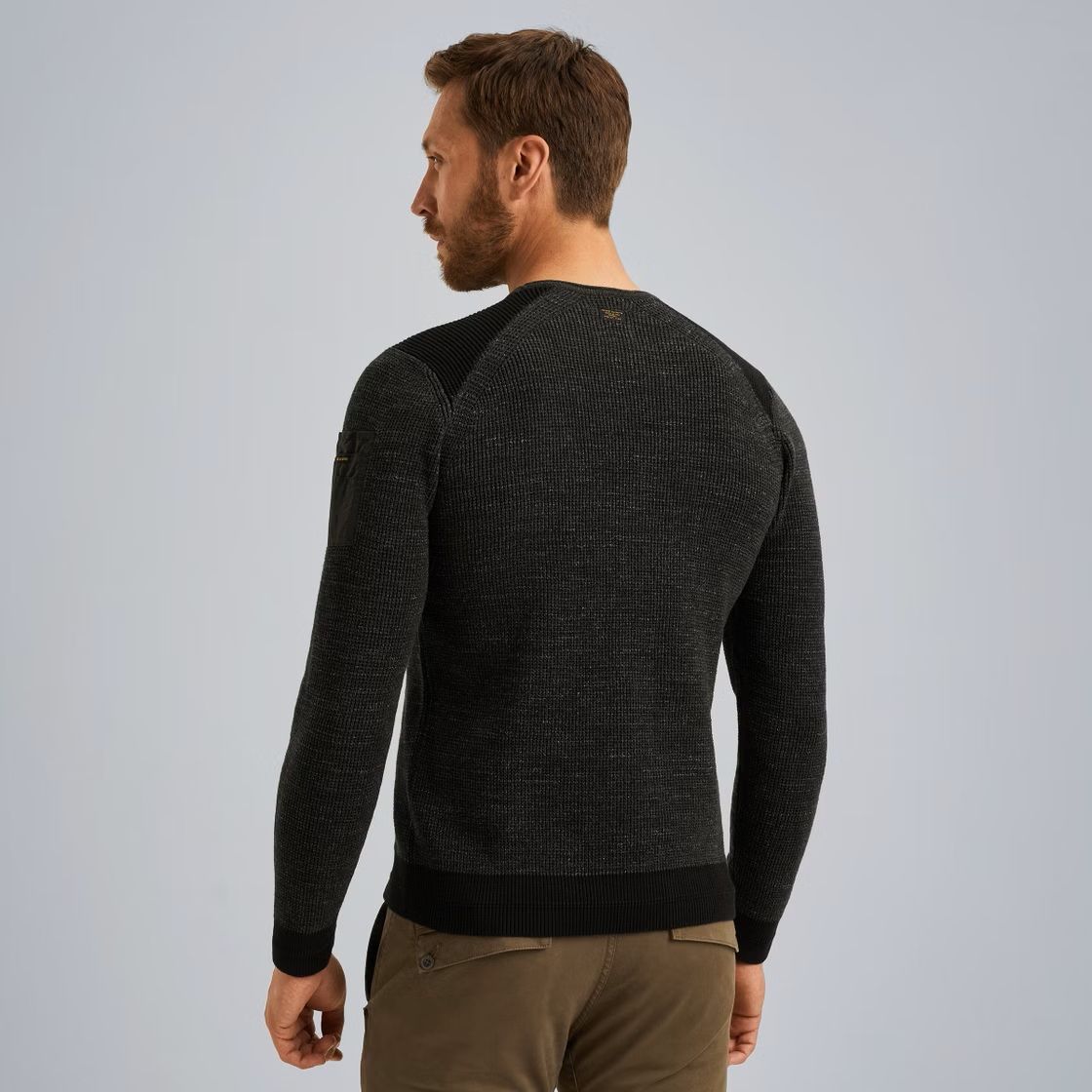 Pme Legend R-neck cotton rib melee knit Black 2900154561052