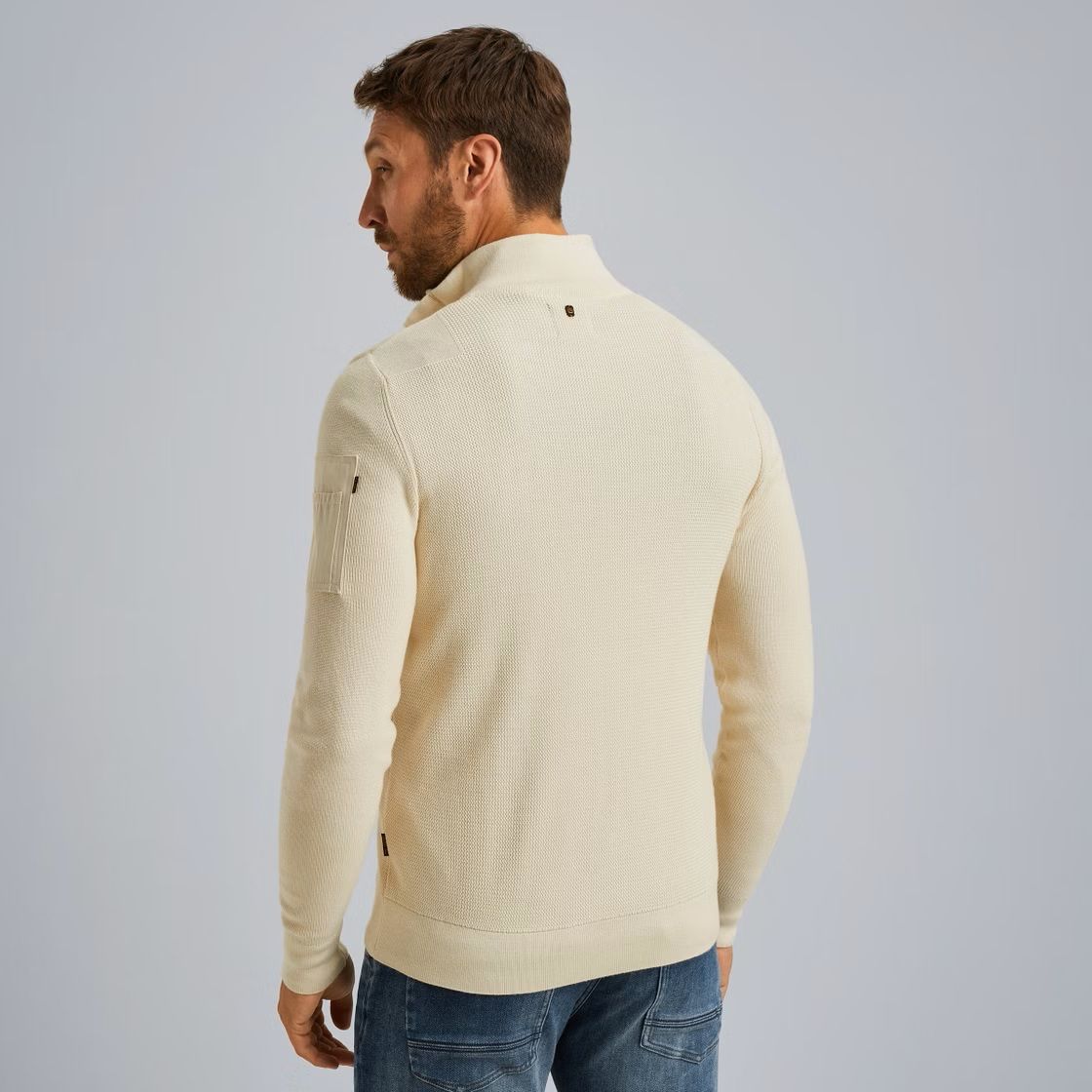 Pme Legend Half zip collar cotton knit Bone White 2900154562035