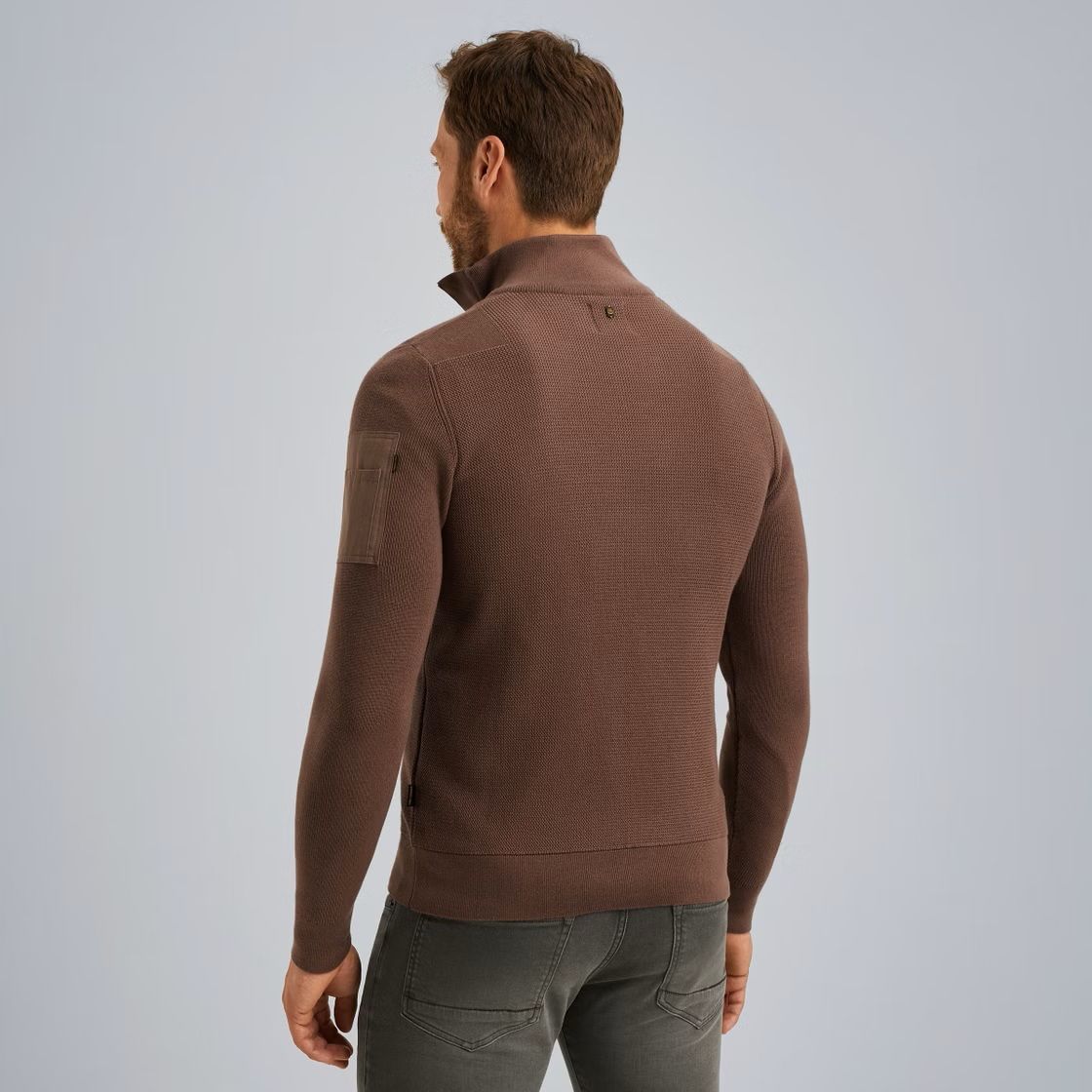 Pme Legend Half zip collar cotton knit Marron 2900154563056