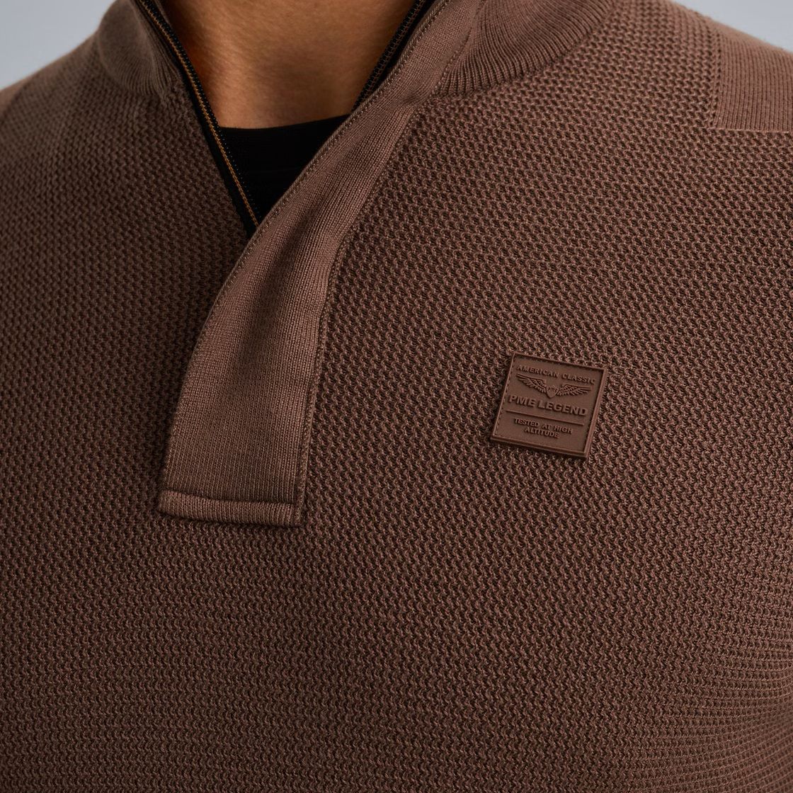 Pme Legend Half zip collar cotton knit Marron 2900154563056