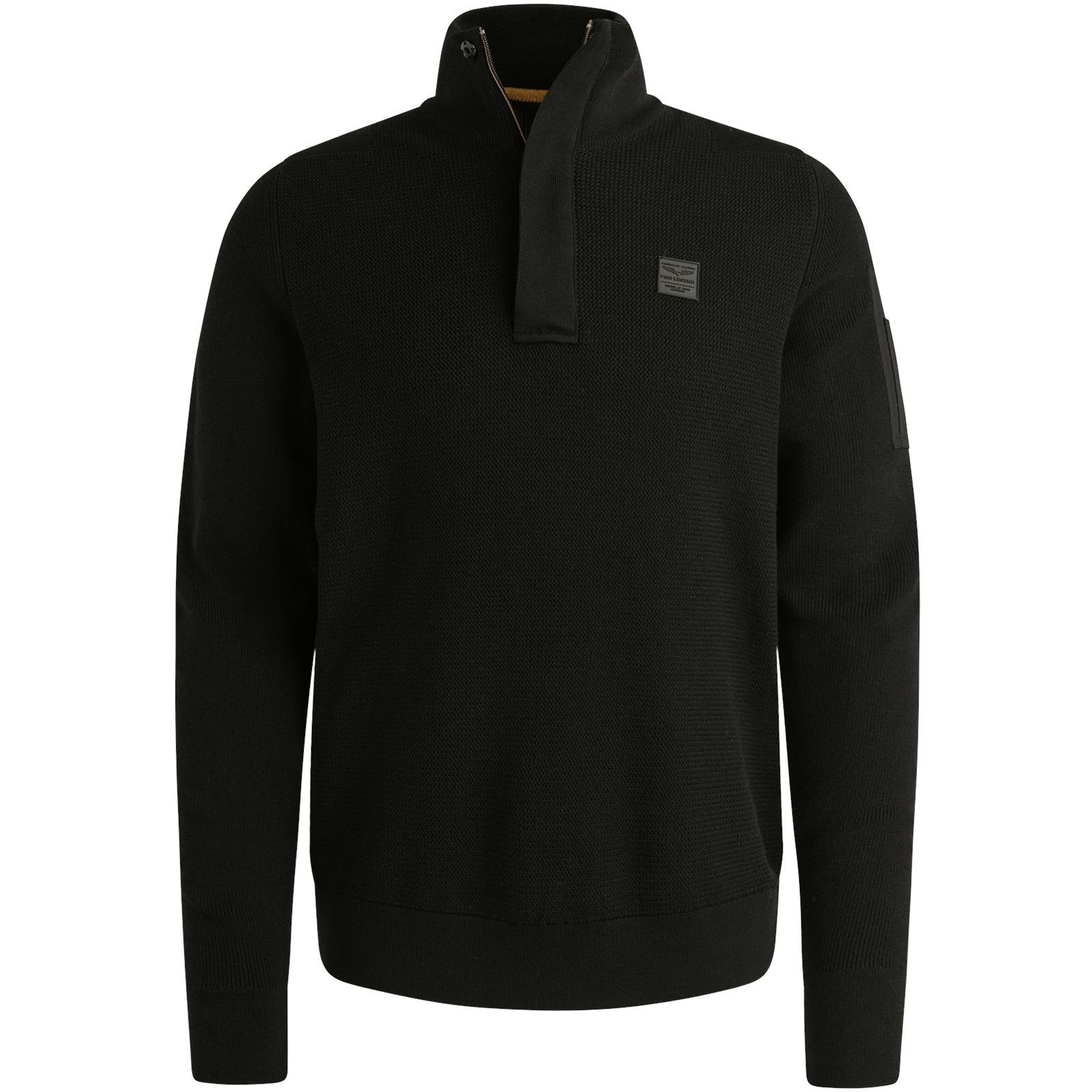 Pme Legend Half zip collar cotton knit Black 00112252-999