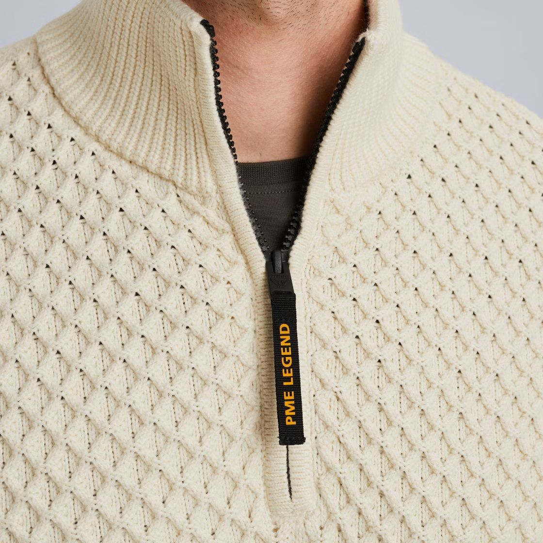 Pme Legend Half zip collar cotton mix yarn Bone White 2900154565029