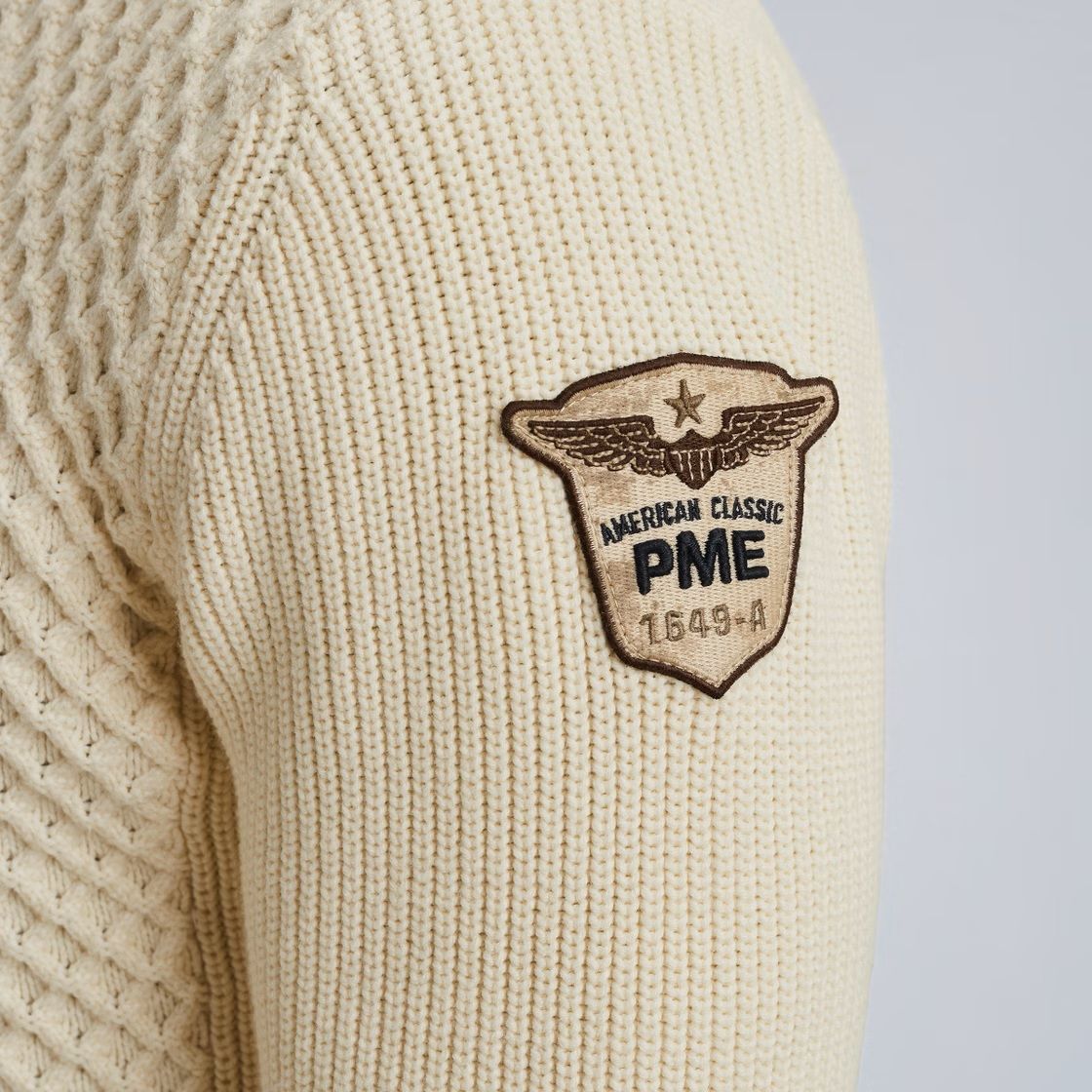Pme Legend Half zip collar cotton mix yarn Bone White 2900154565029