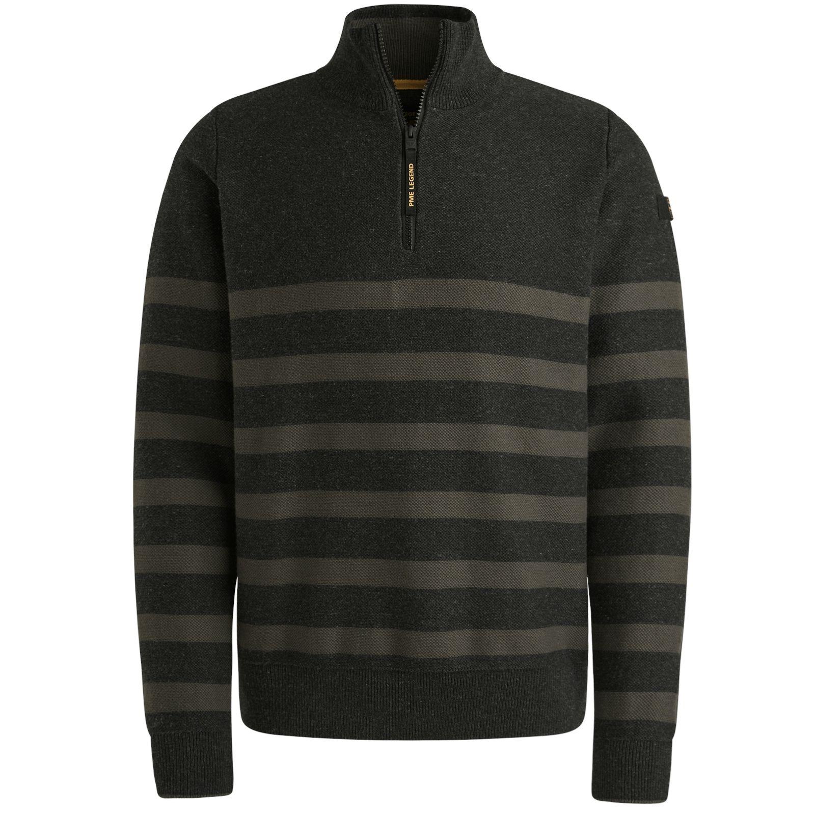 Pme Legend Half zip collar cotton rib knit Black 00112255-999