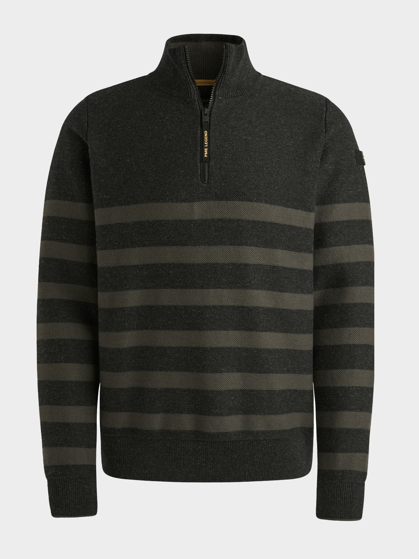 Pme Legend Half zip collar cotton rib knit Black 00112255-999