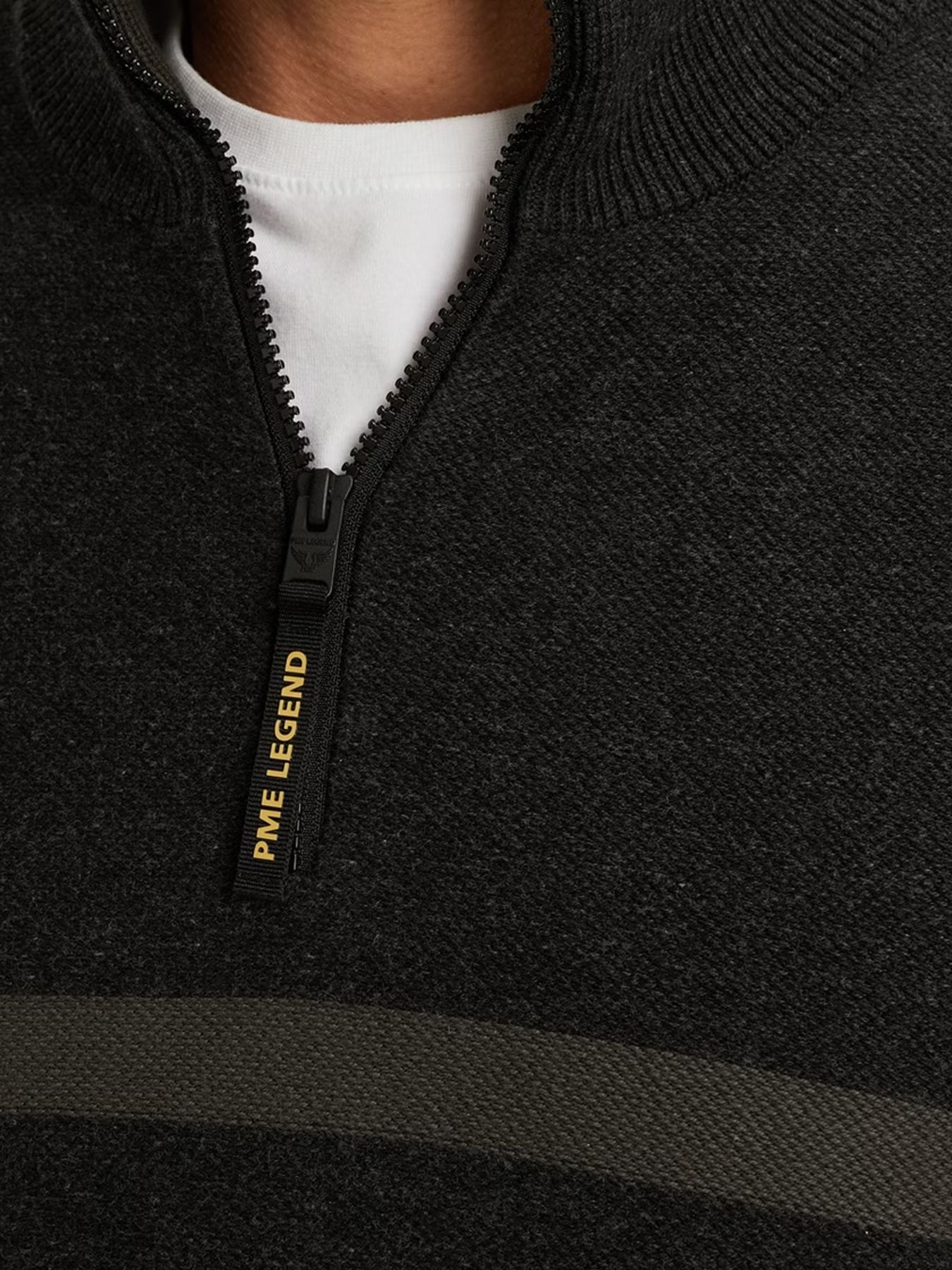 Pme Legend Half zip collar cotton rib knit Black 2900154567030