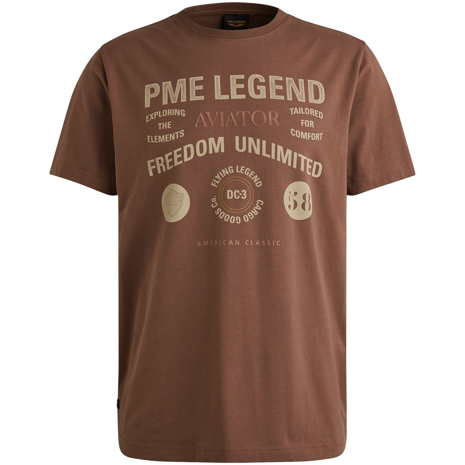Pme Legend Short sleeve r-neck cotton elastan Marron 00112256-8203