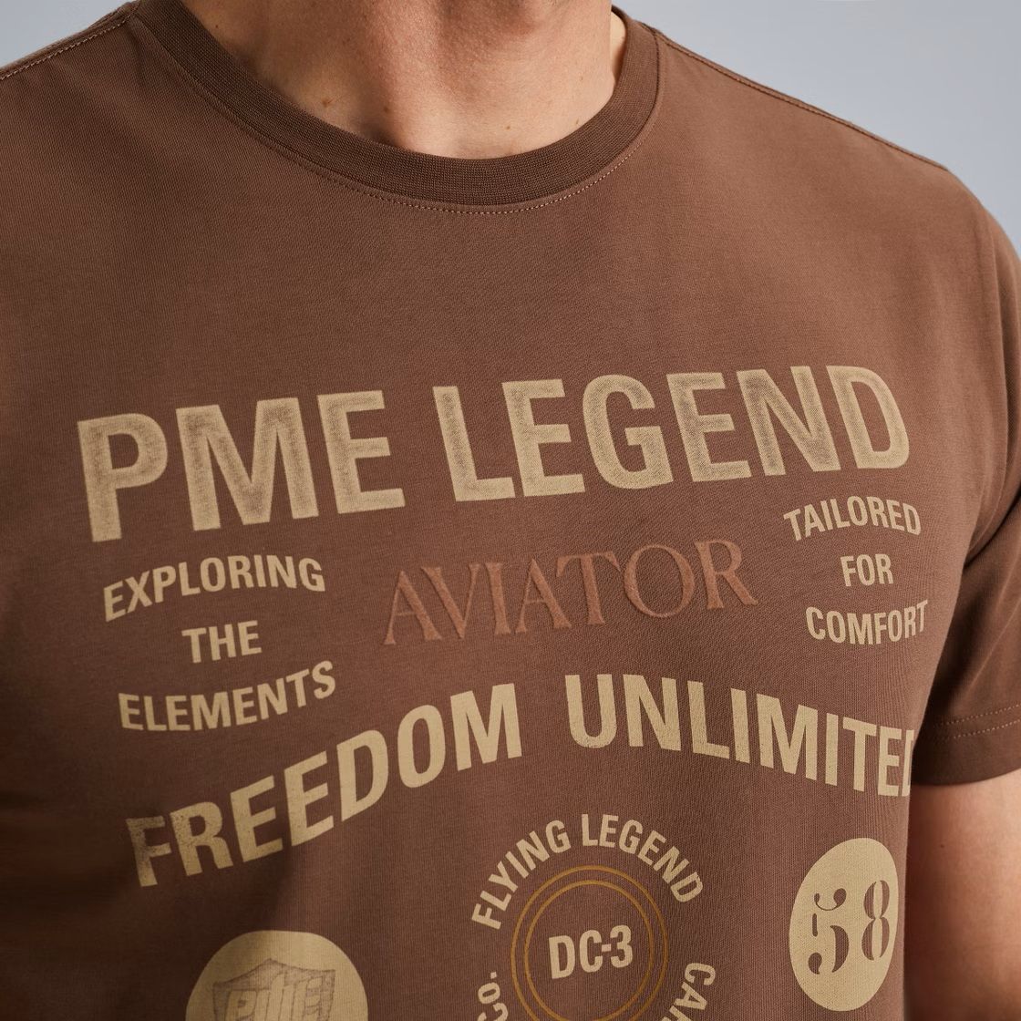 Pme Legend Short sleeve r-neck cotton elastan Marron 2900154568020