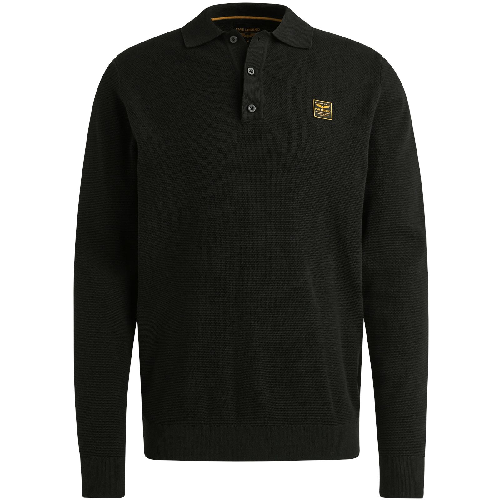 Pme Legend Long sleeve polo structure knit Black 00112258-999