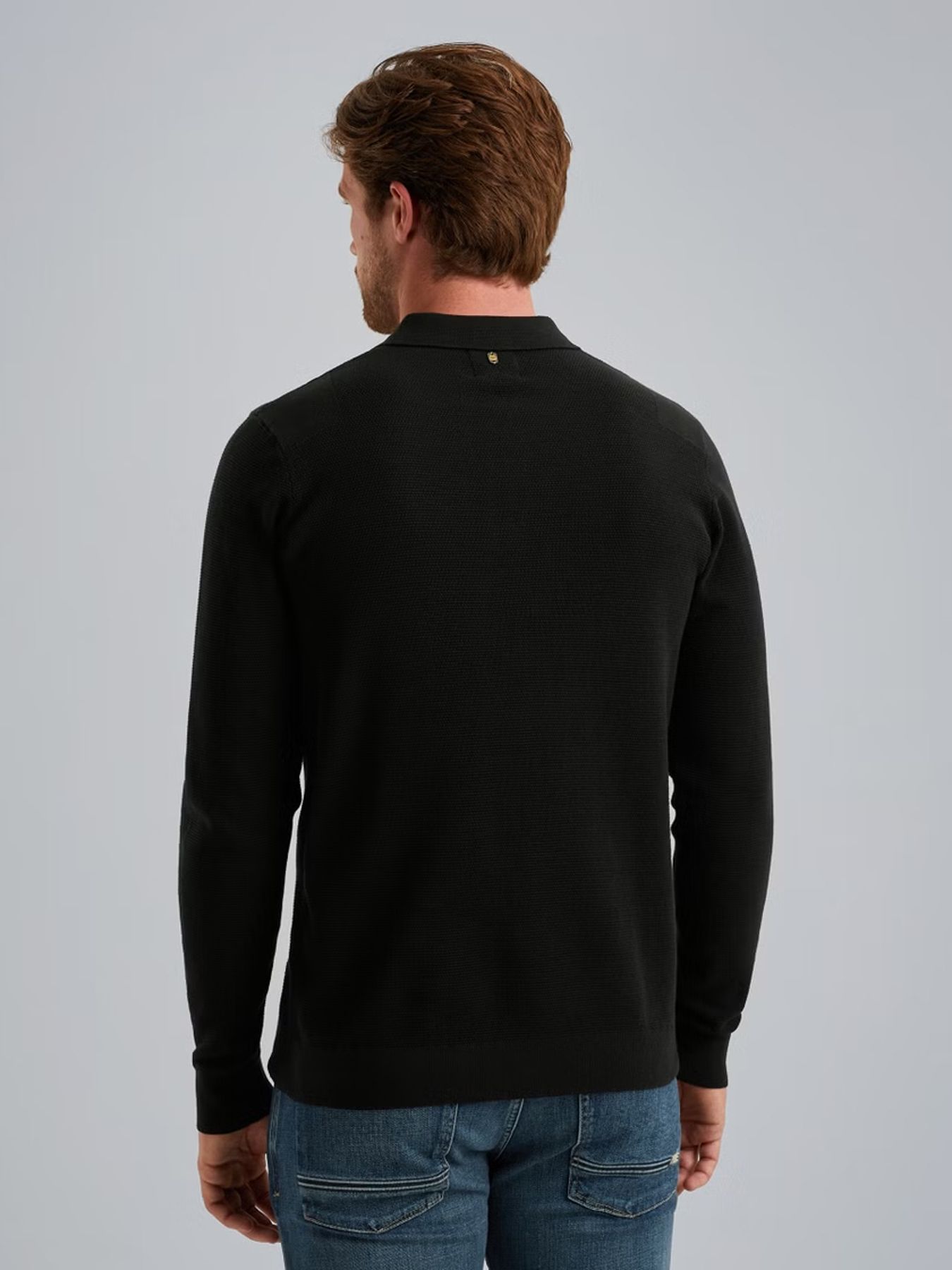 Pme Legend Long sleeve polo structure knit Black 2900154570030