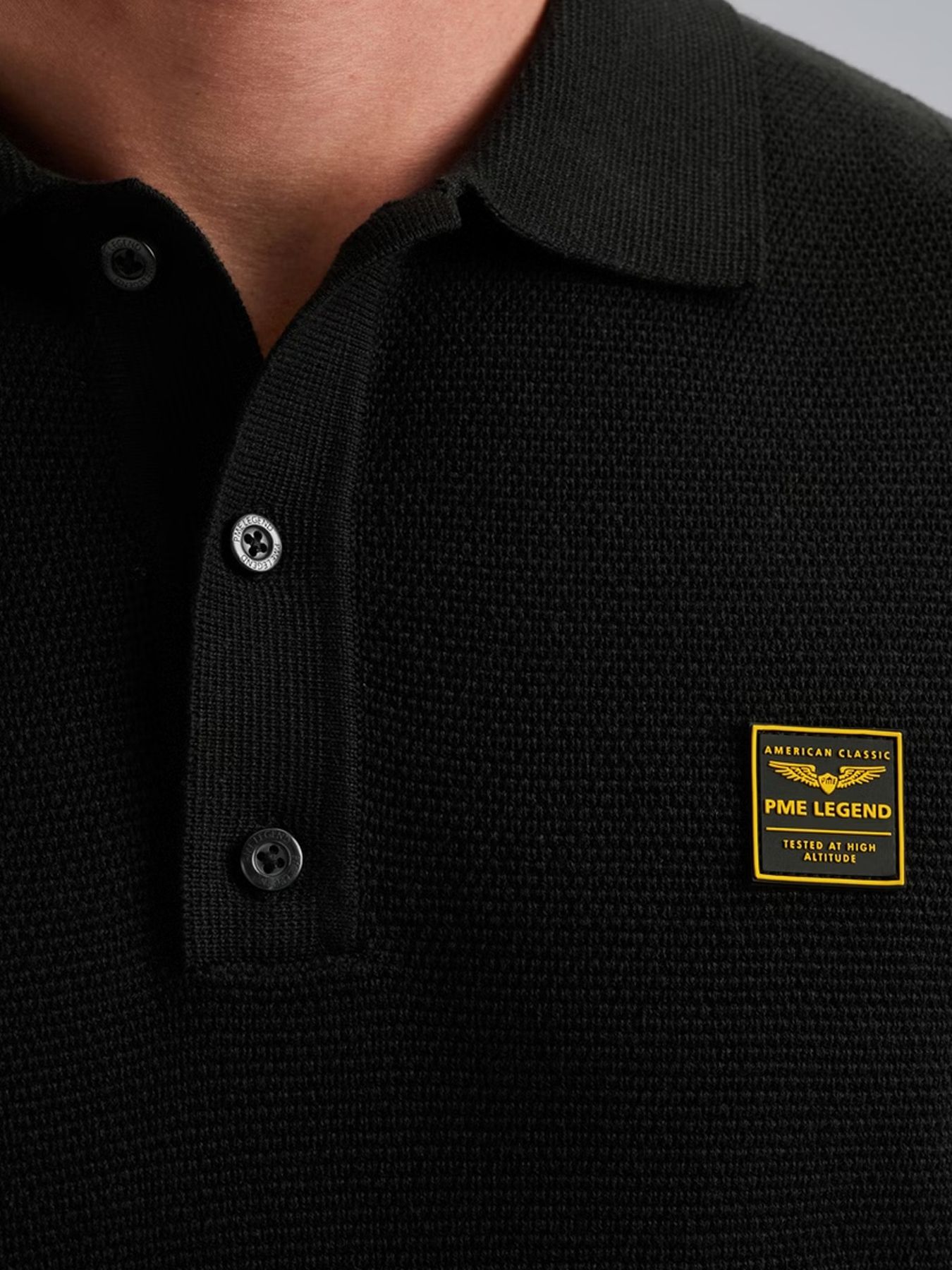 Pme Legend Long sleeve polo structure knit Black 2900154570030
