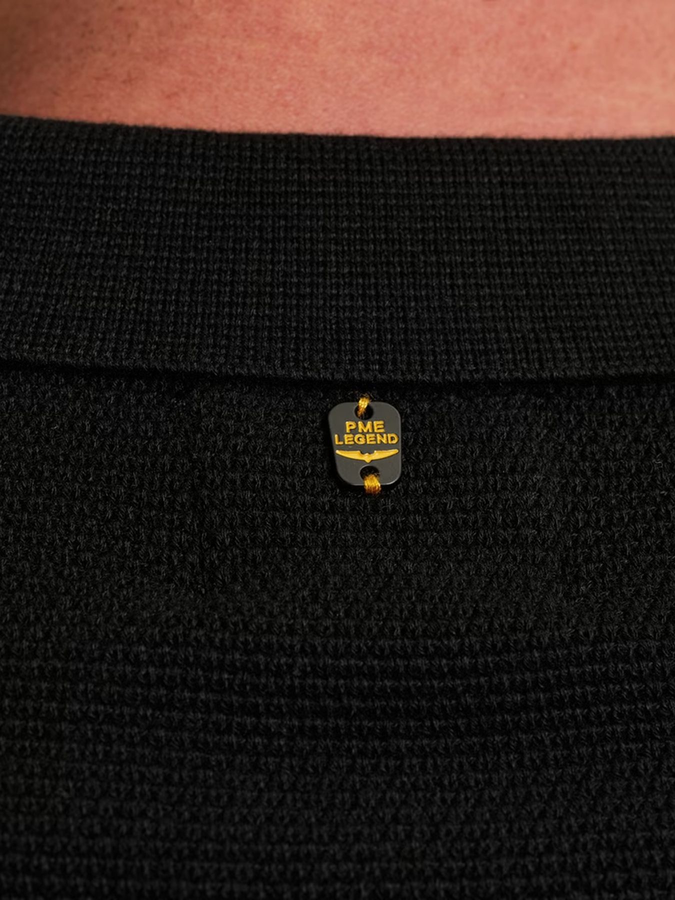 Pme Legend Long sleeve polo structure knit Black 2900154570030