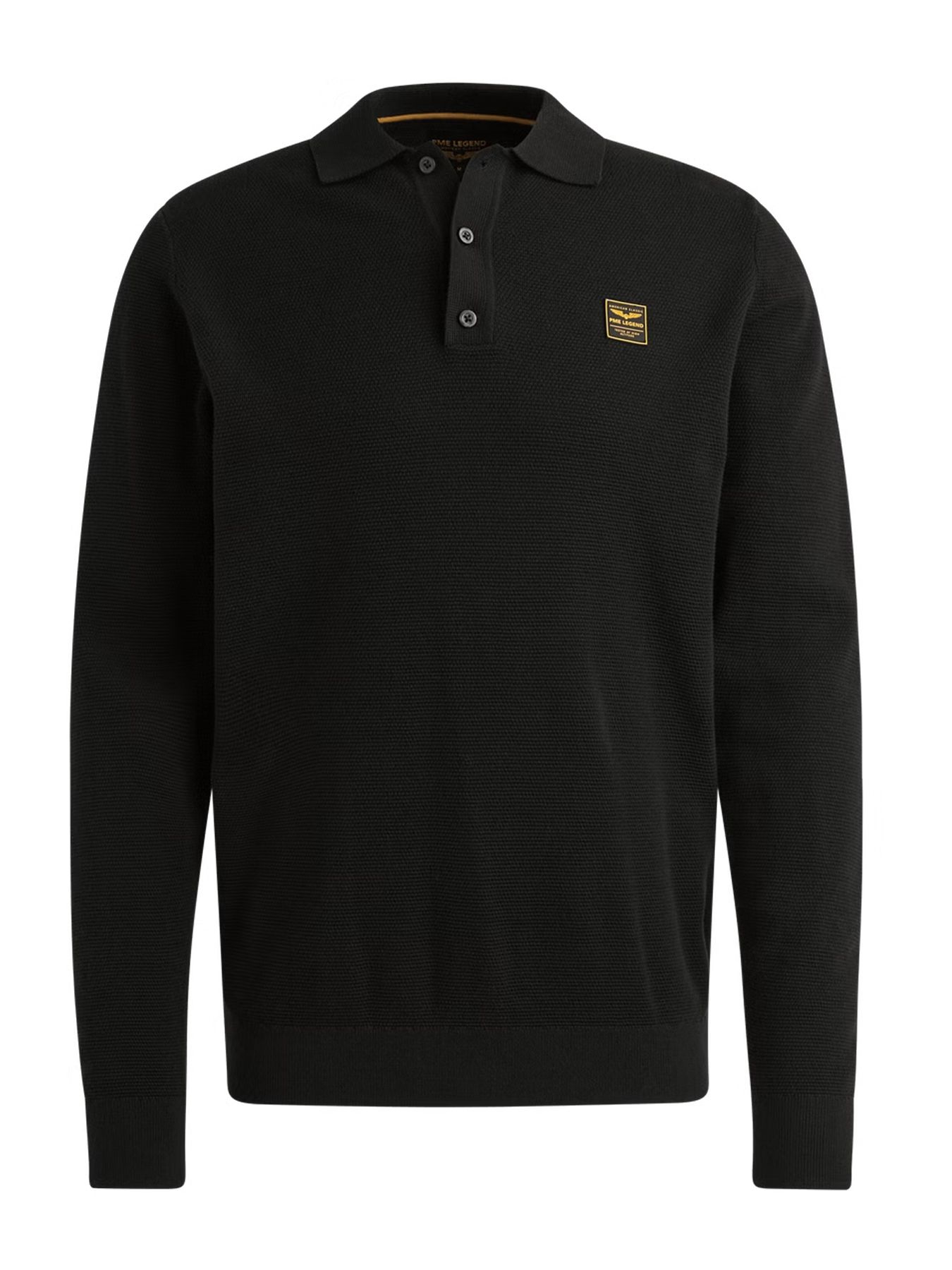 Pme Legend Long sleeve polo structure knit Black 2900154570030