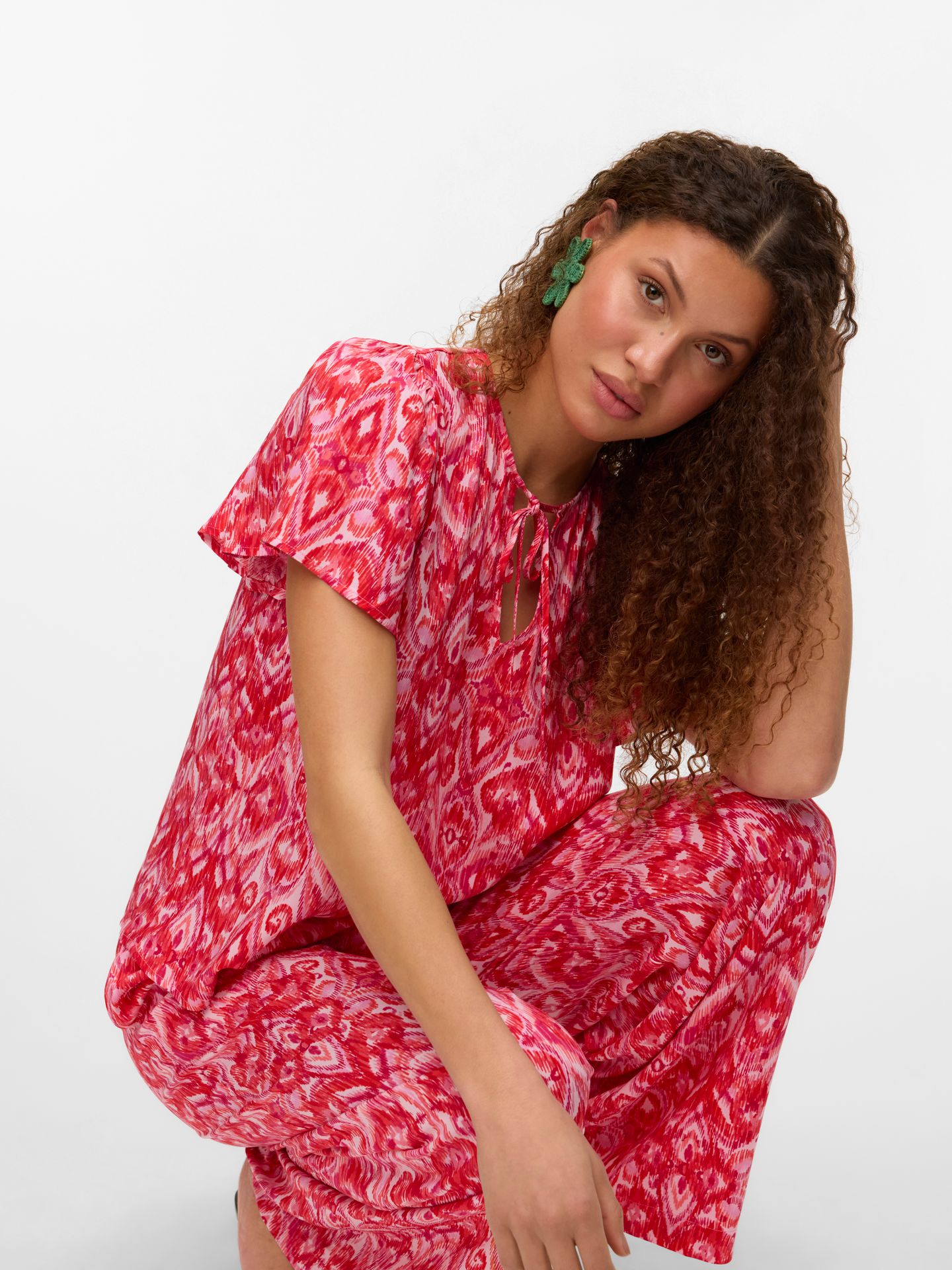 Vero Moda VMDALGA S/S V-NECK TOP WVN BTQ Dubarry/MELANGE 2900154597044