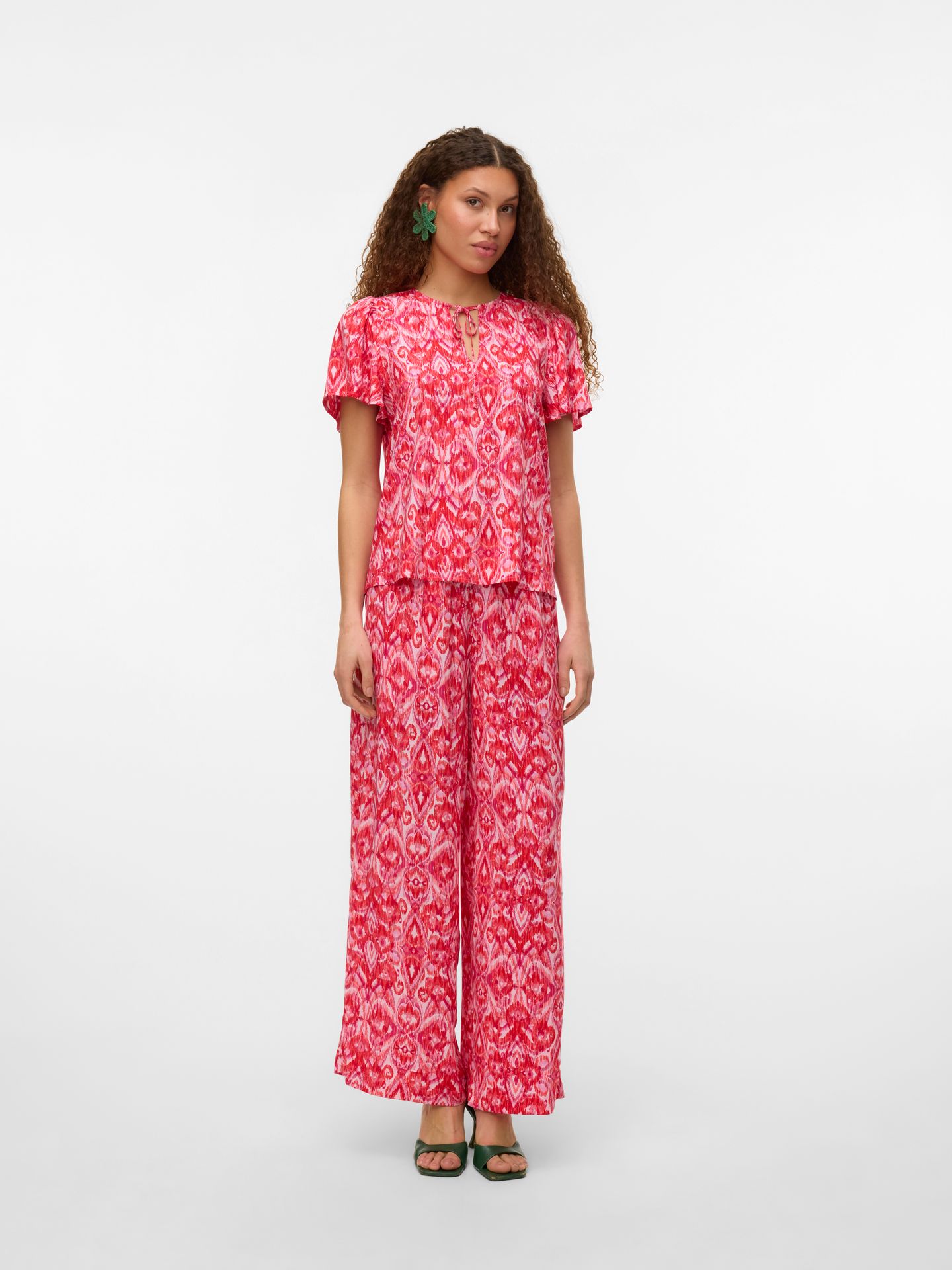 Vero Moda VMDALGA S/S V-NECK TOP WVN BTQ Dubarry/MELANGE 2900154597044